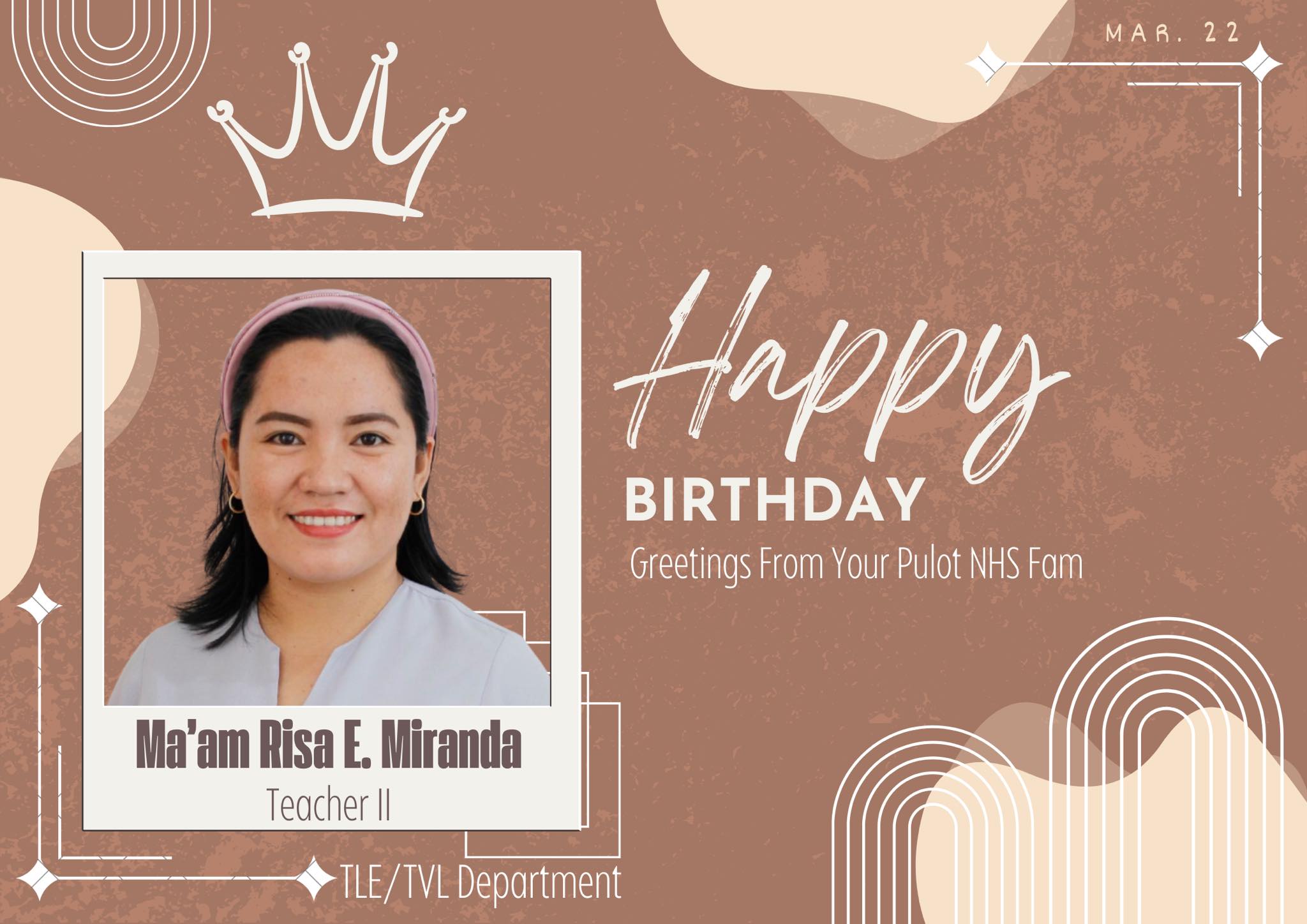Pulot - Happy Birthday to one of our exceptional faculty members, Ma'am ...