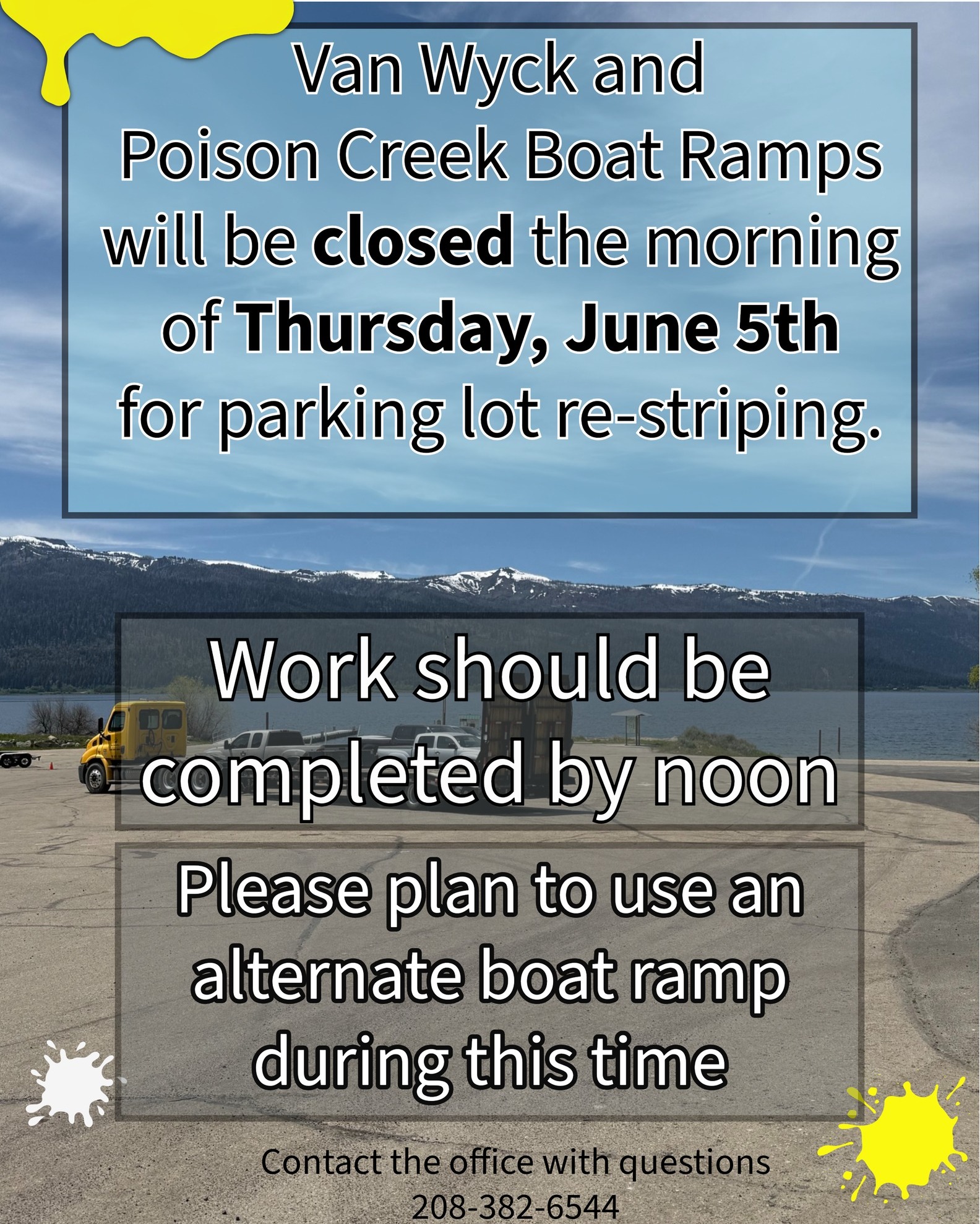 Lake - We'll be striping the boat ramp parking lots at Van Wyck and ...