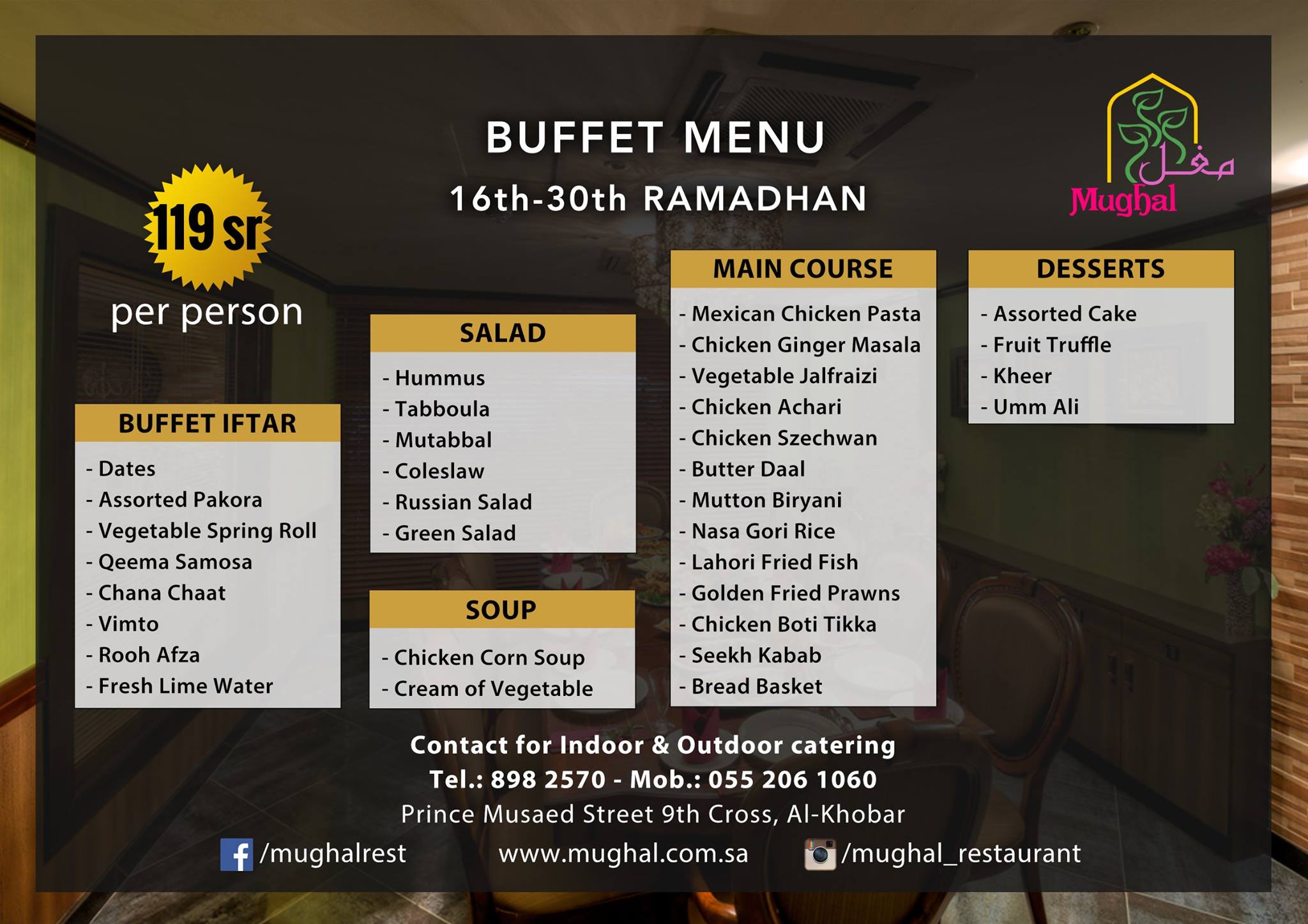 Our Iftar Suhoor Buffet Menu For The Mughal Restaurant Facebook