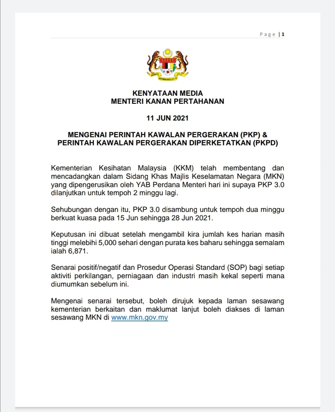 Persatuan Penduduk Sri Selangor Terkini Pkp 3 0 Disambung Untuk Tempoh Dua Minggu Berkuat Kuasa Pada 15 Jun Sehingga 28 Jun 2021 Ismail Sabri Facebook