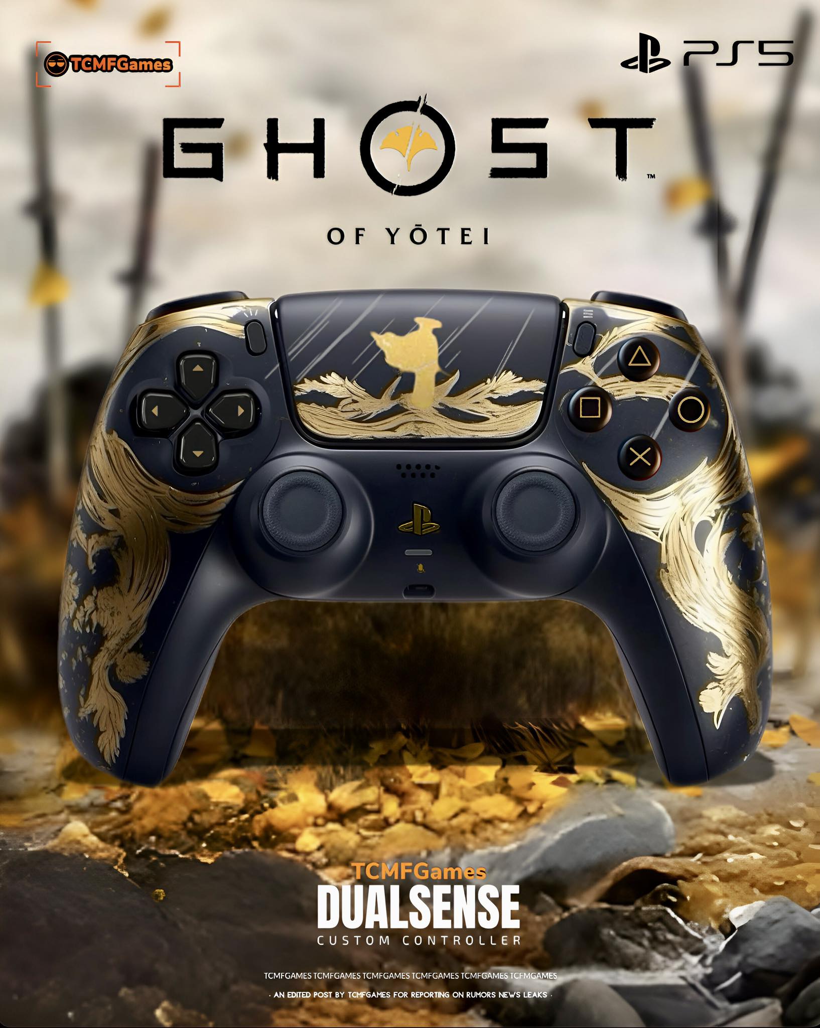 GHOST OF YOETI PS5 DUALSENSE 🖤💛🥷 - Ps5 pro | ps5themes