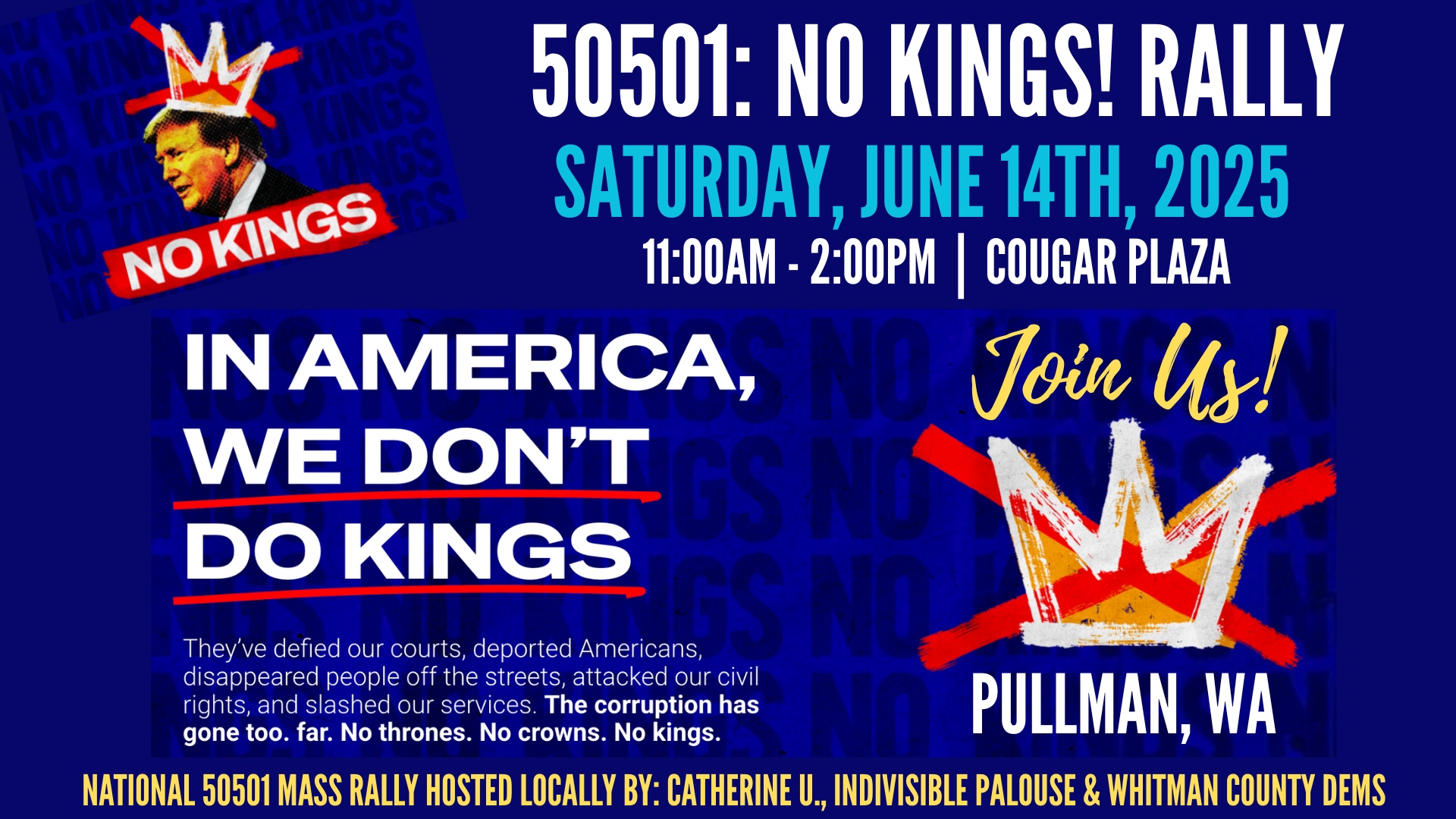 50501: NO KINGS RALLY - Downtown Pullman, WA