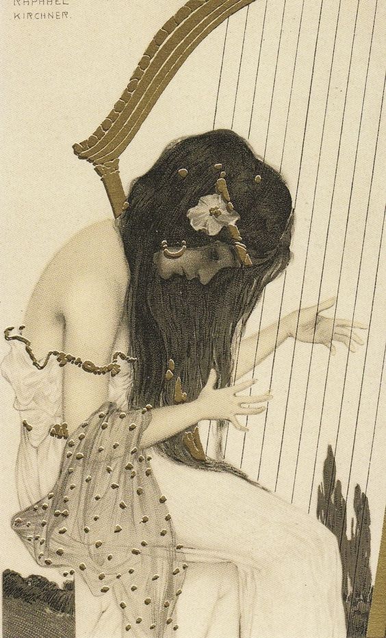 Vintage Art Nouveau Postcard Illustrations by Raphael Kirchner