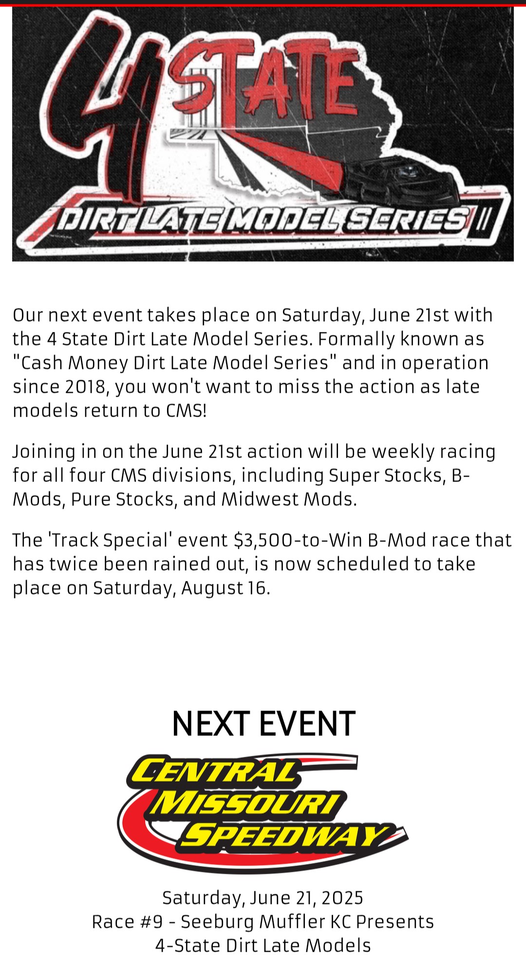 Central Missouri Speedway | Warrensburg MO