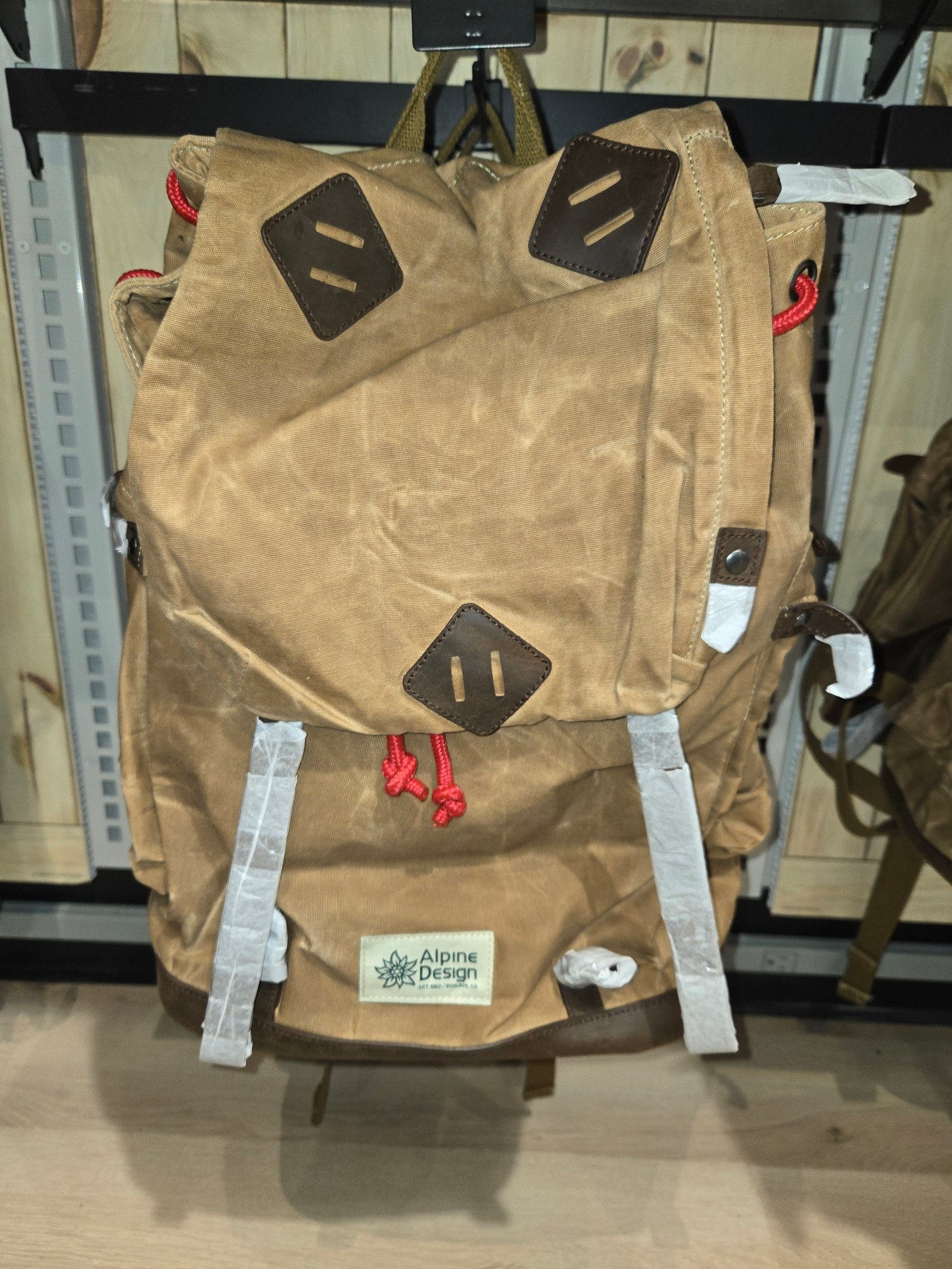 acorn canvas backpack with double leather look handles and Crazy Horse Adventure Quick production. Double Oak Essentials Backpack 