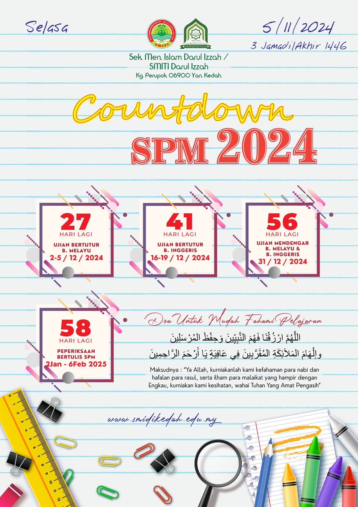 COUNTDOWN SPM 2024... - Sek. Men. Islam Darul Izzah - SMIDI | Facebook