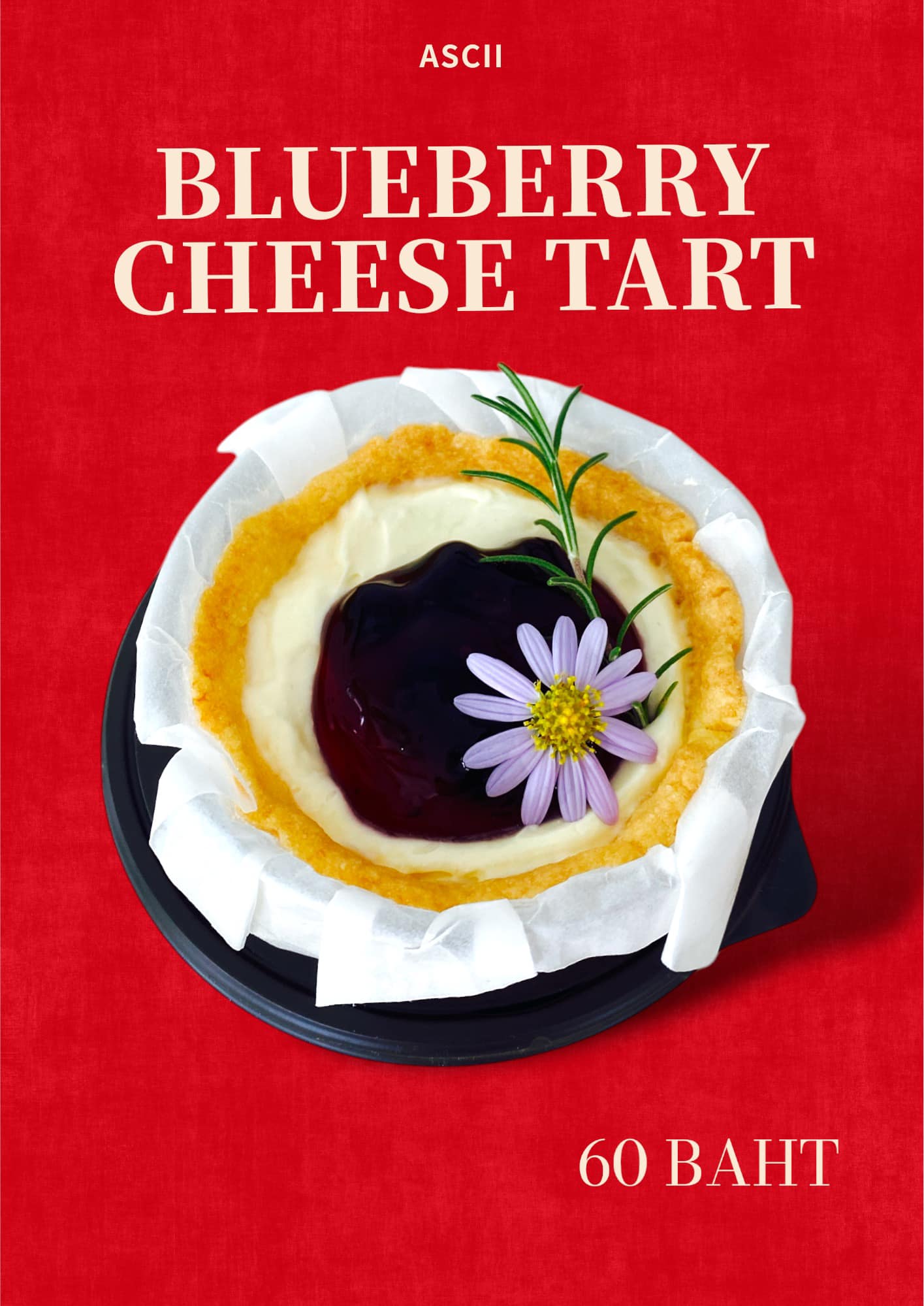 ASCII - Good morning. 🌻🌤️ New dessert today. 🌈 Blueberry Cheese Tart. 🧁 ...