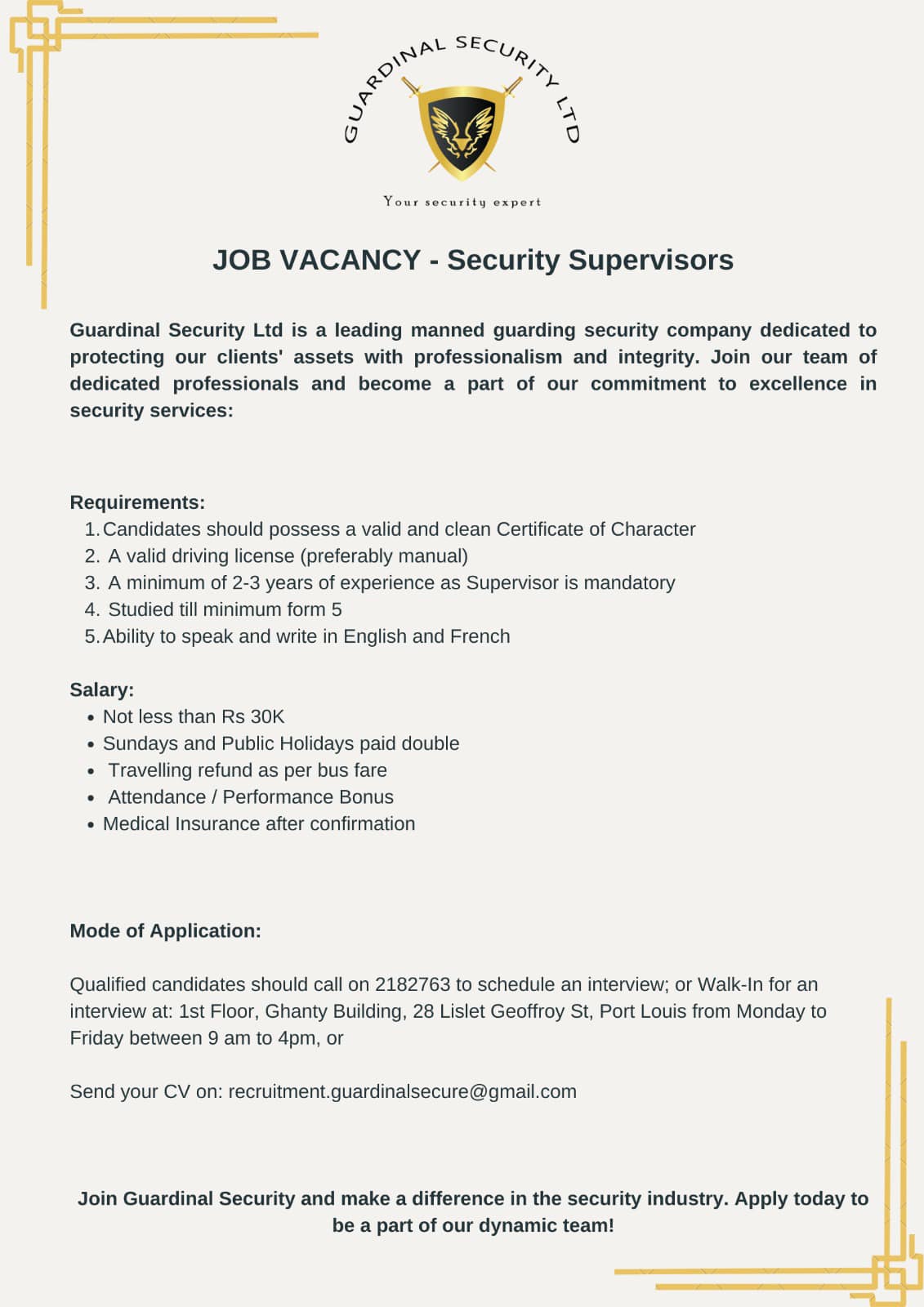 Guardinal Security Ltd | Port Louis