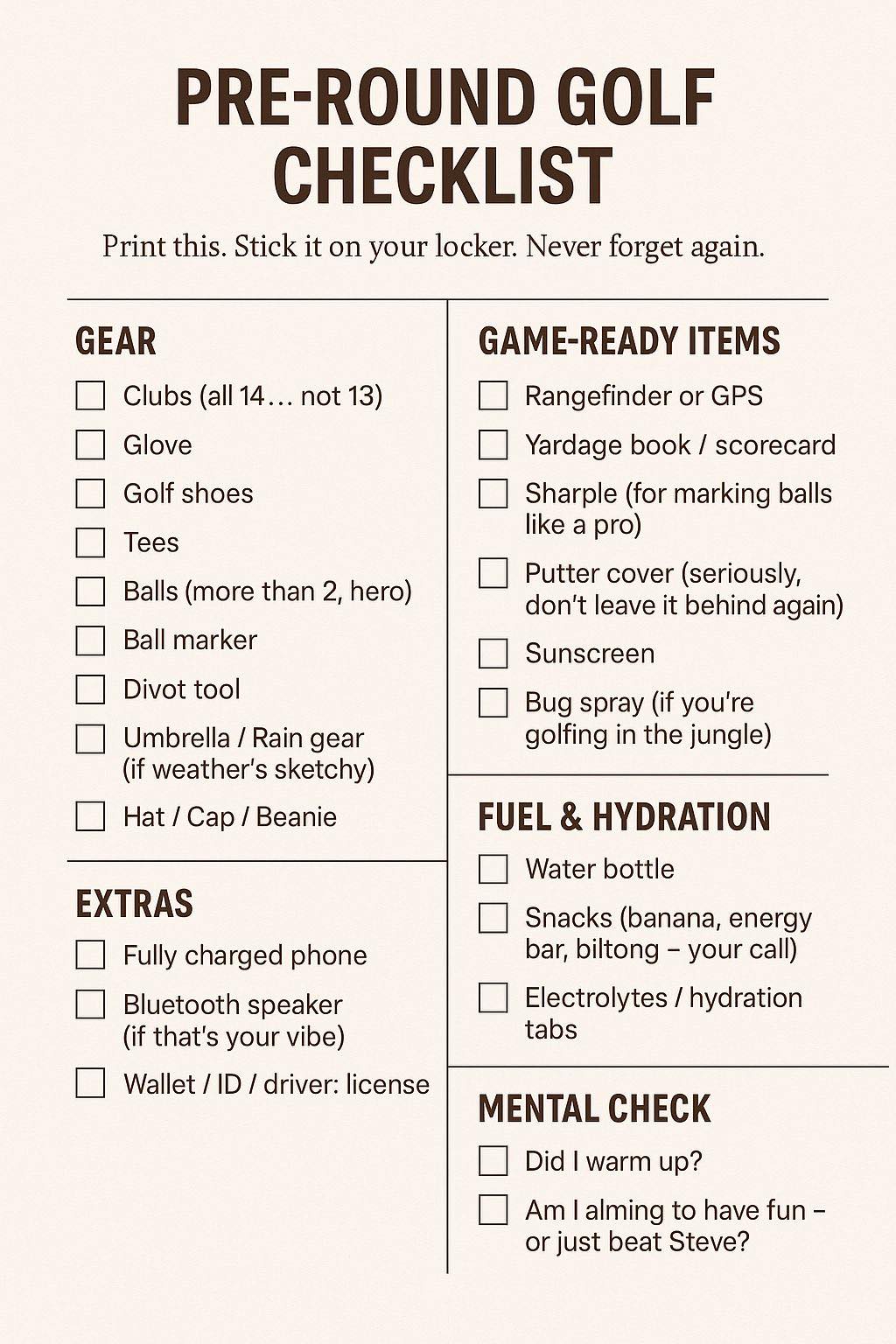 Cure - Pre-Round Golf Checklist 🏌️‍♂️⛳️ Follow Cure My Swing for golf ...