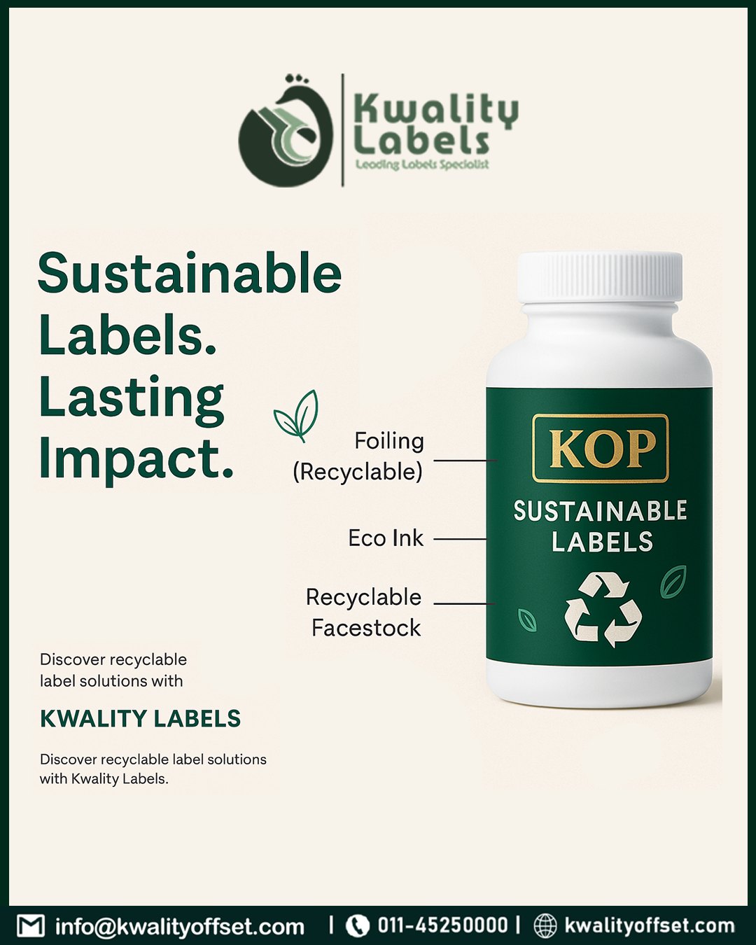 ♻️ Sustainable Labels. Lasting... - Kwality Offset Printers | Facebook