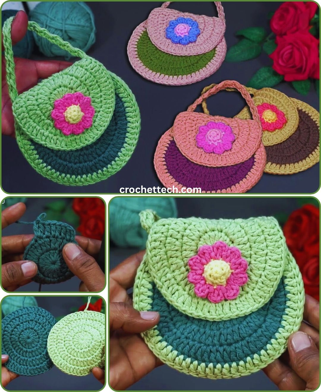 Crochet mini bag pattern tutorial