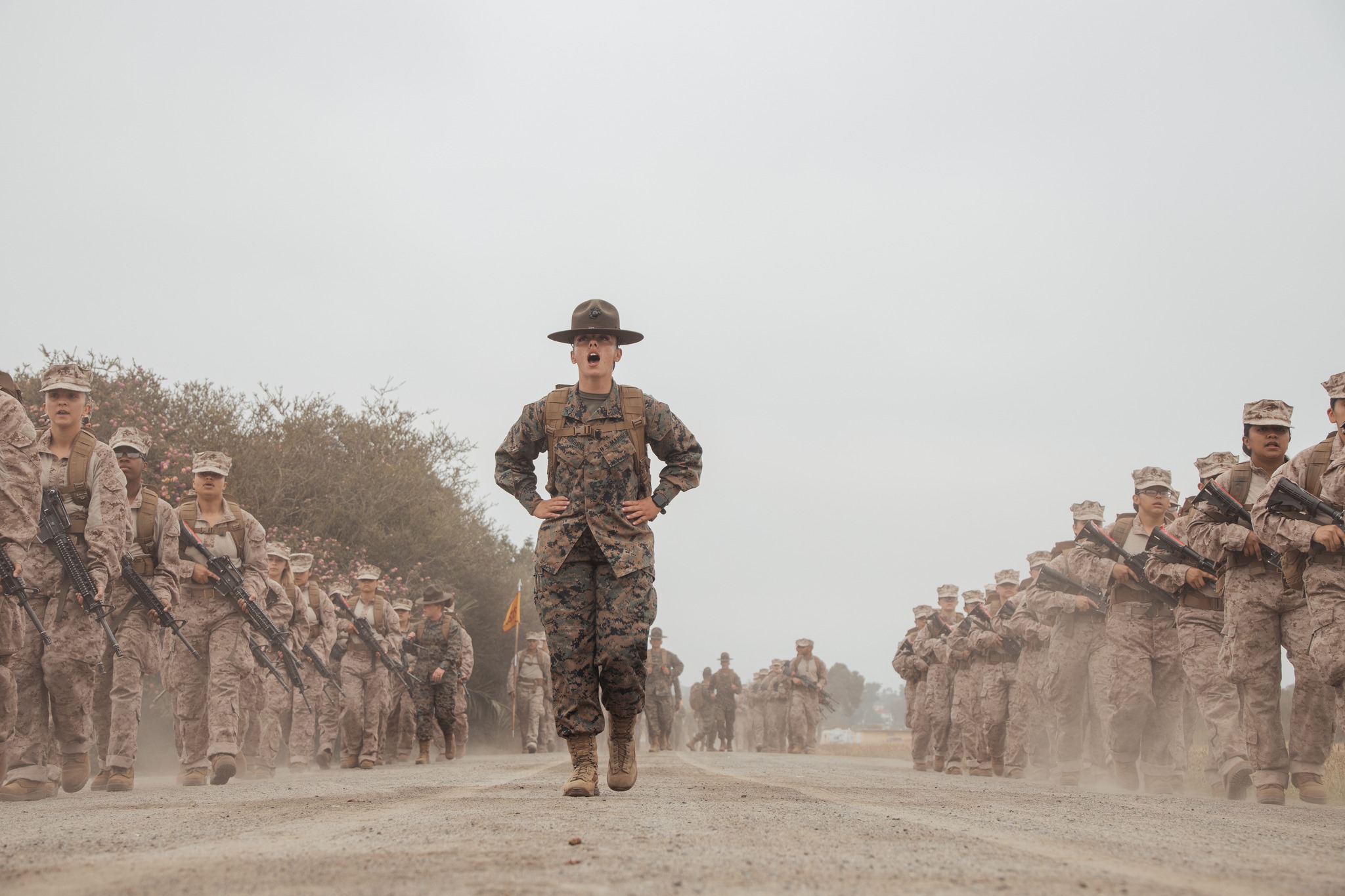 Marine - U.S. Marine Corps Sgt. Rhyanna Rasmussen, center, a drill ...