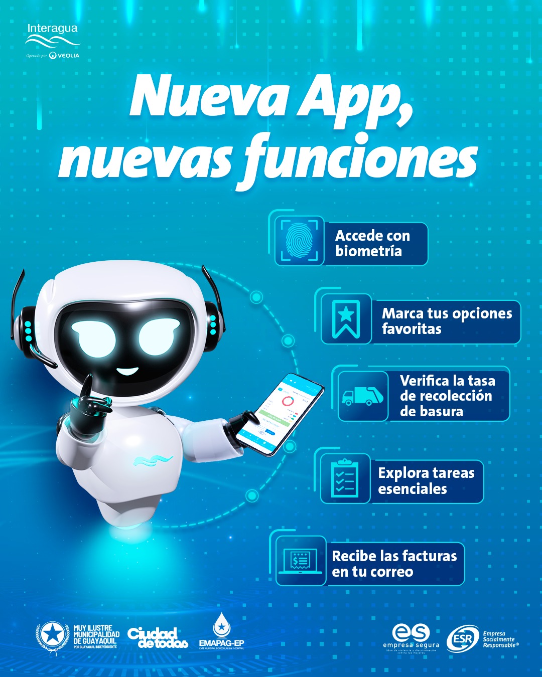 Interagua - ️ Conoce los beneficios que te trae la nueva app. Olvídate ...
