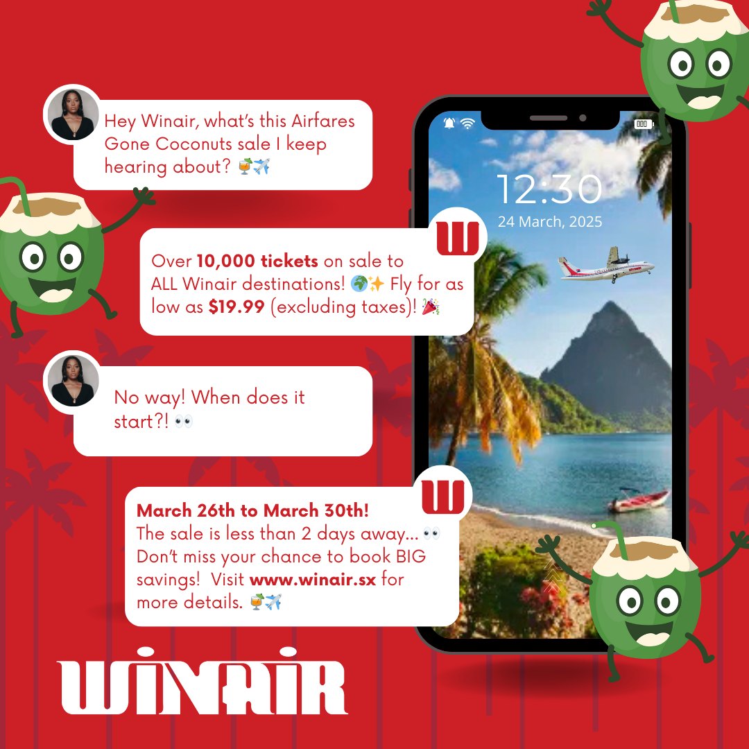 WINAIR - 📢 Airfares Gone Coconuts is almost here! 🍹 ️ Over 10,000 ...