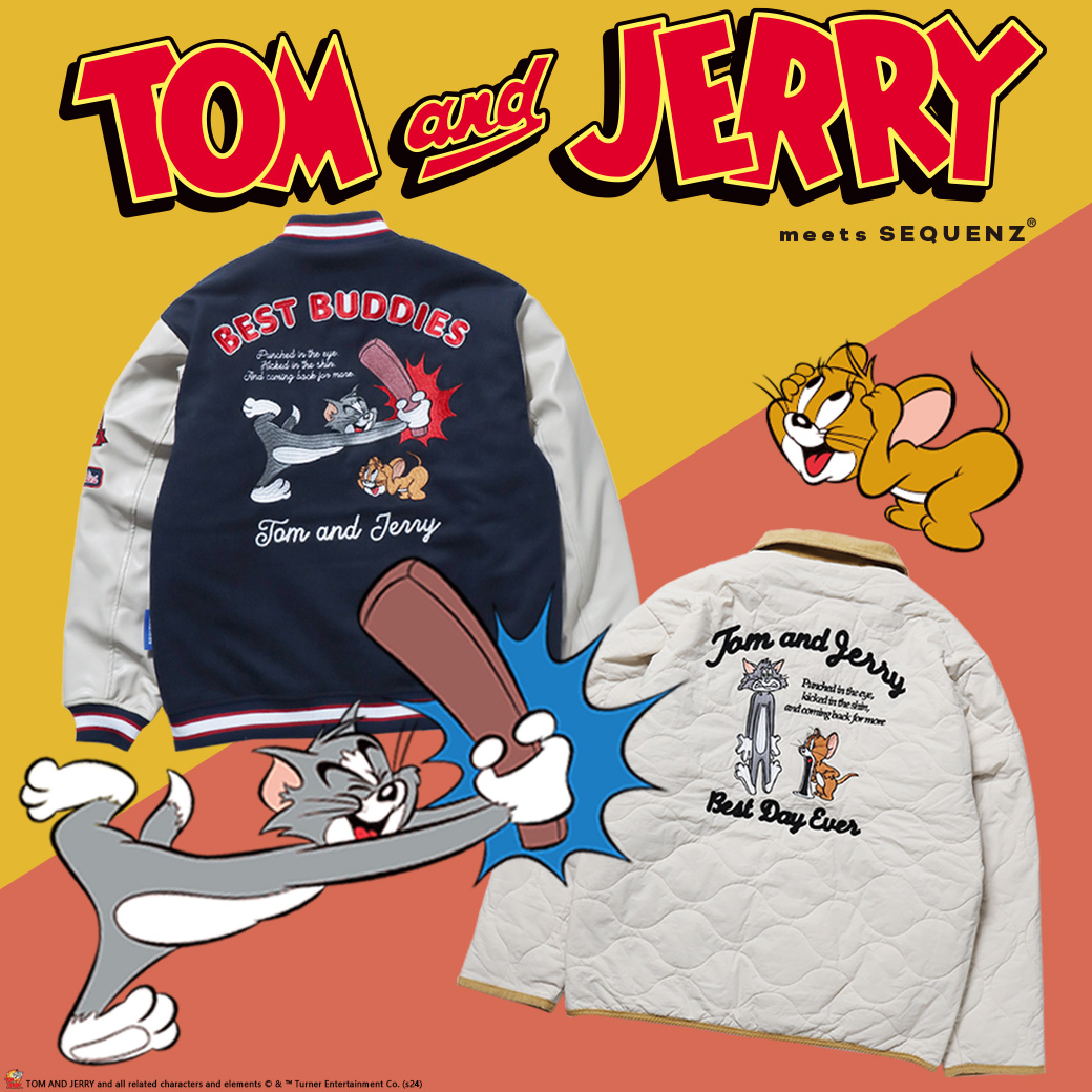SEQUENZ トムとジェリー 23370900 バックプリント クルーネックスウェット 裏起毛 トレーナー メンズ レディース ユニセックス ビッグシルエット トムジェリ 送料無料 REX ONE レックスワン