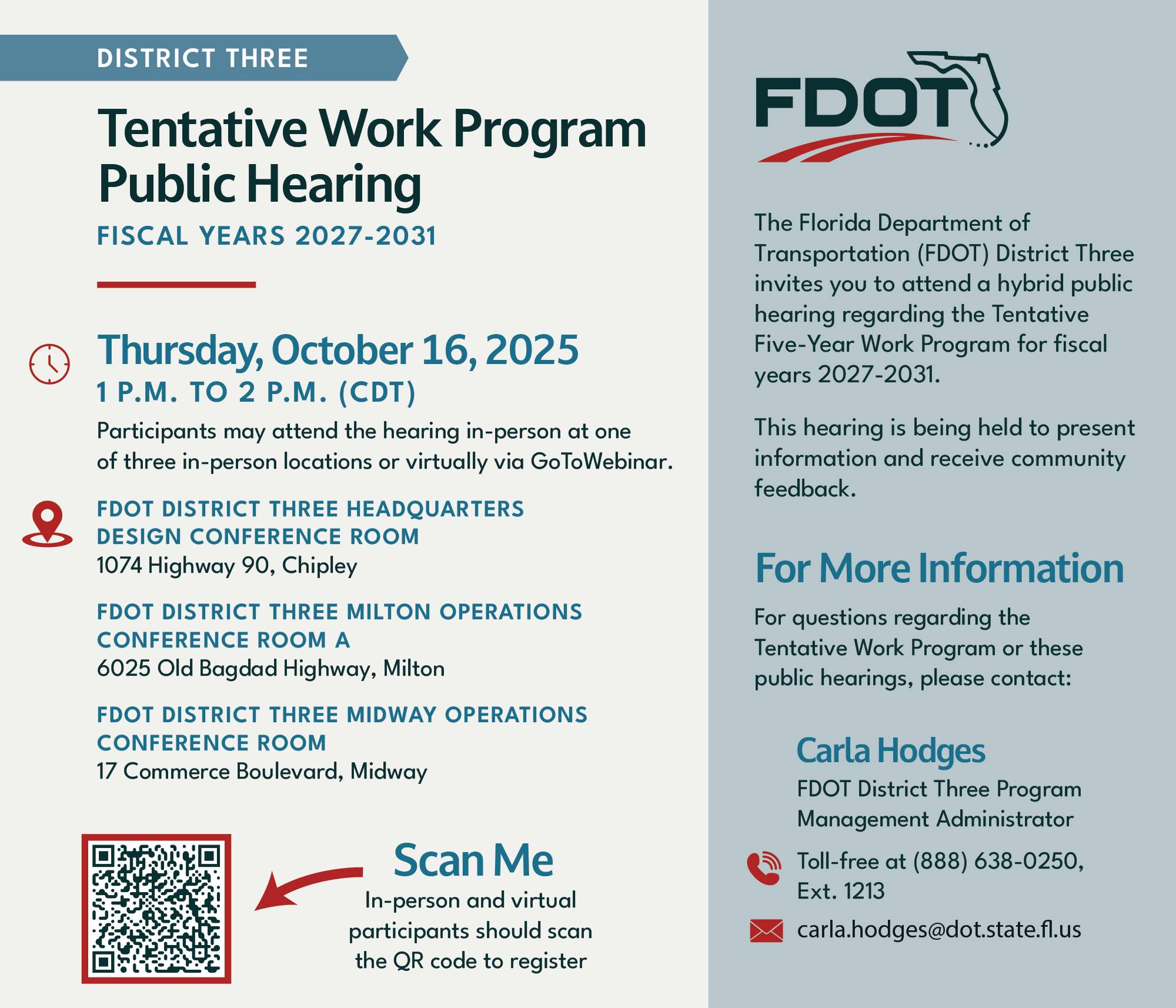 FDOT - FDOT District Three invites you to attend a hybrid public ...