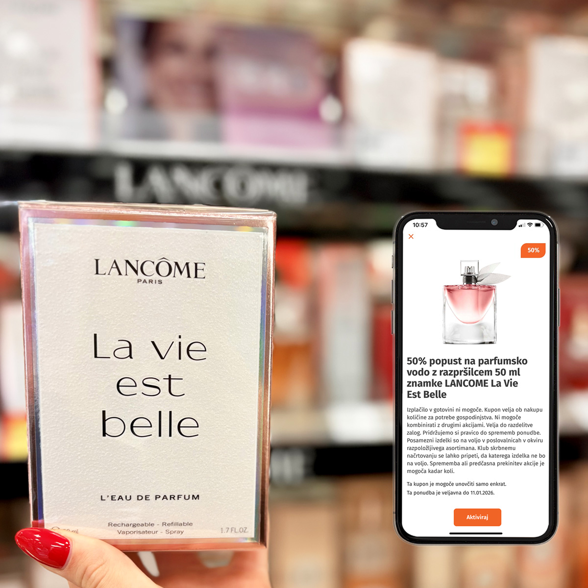 💖 Kupon v aplikaciji Müller 💖 👉 Zdaj lahko izkoristite 50% popust na parfumsko vodo z razpršilcem 50 ml znamke LANCOME La Vie Est Belle. Preprosto aktivirajte kupon v aplikaciji Müller in izkoristit