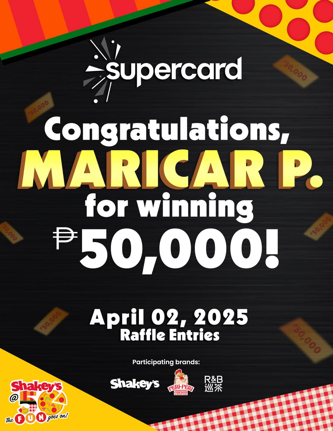Shakey's - 🎉 WINNER 9 OF 50 ANNOUNCEMENT! 🎉 Big CONGRATULATIONS to ...