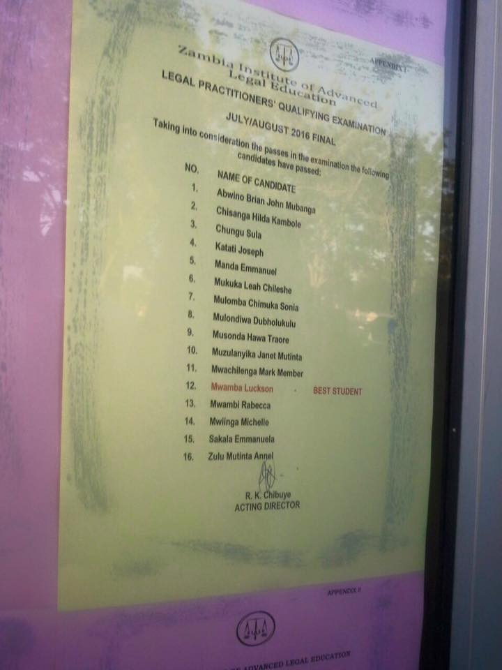 ZIALE RESULTS... - The University of Zambia Law Association | Facebook