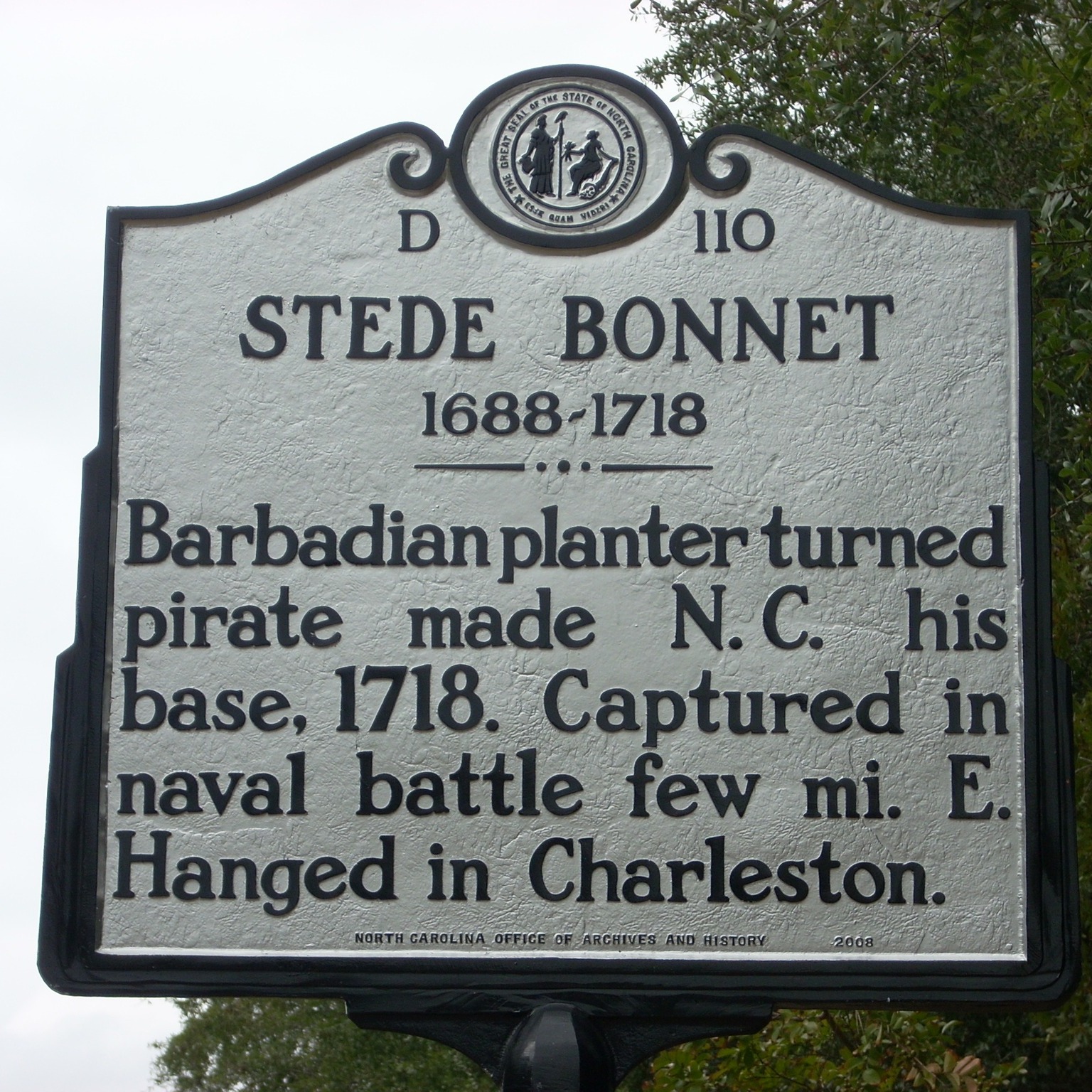 North - On September 27, 1718, Colonel William Rhett captured the so ...