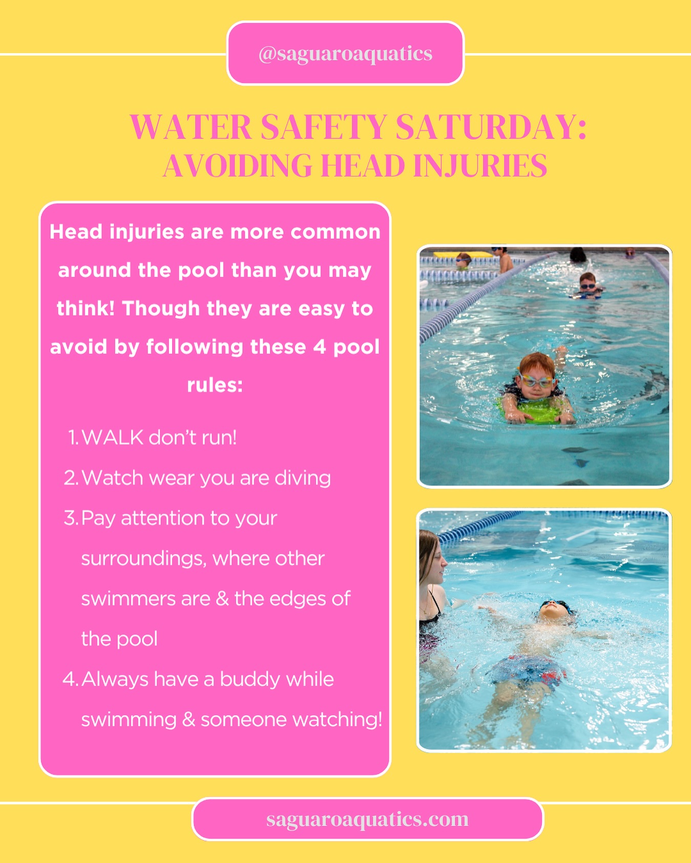 Saguaro - Water Safety Saturday Tip! Did you know head injuries are one ...
