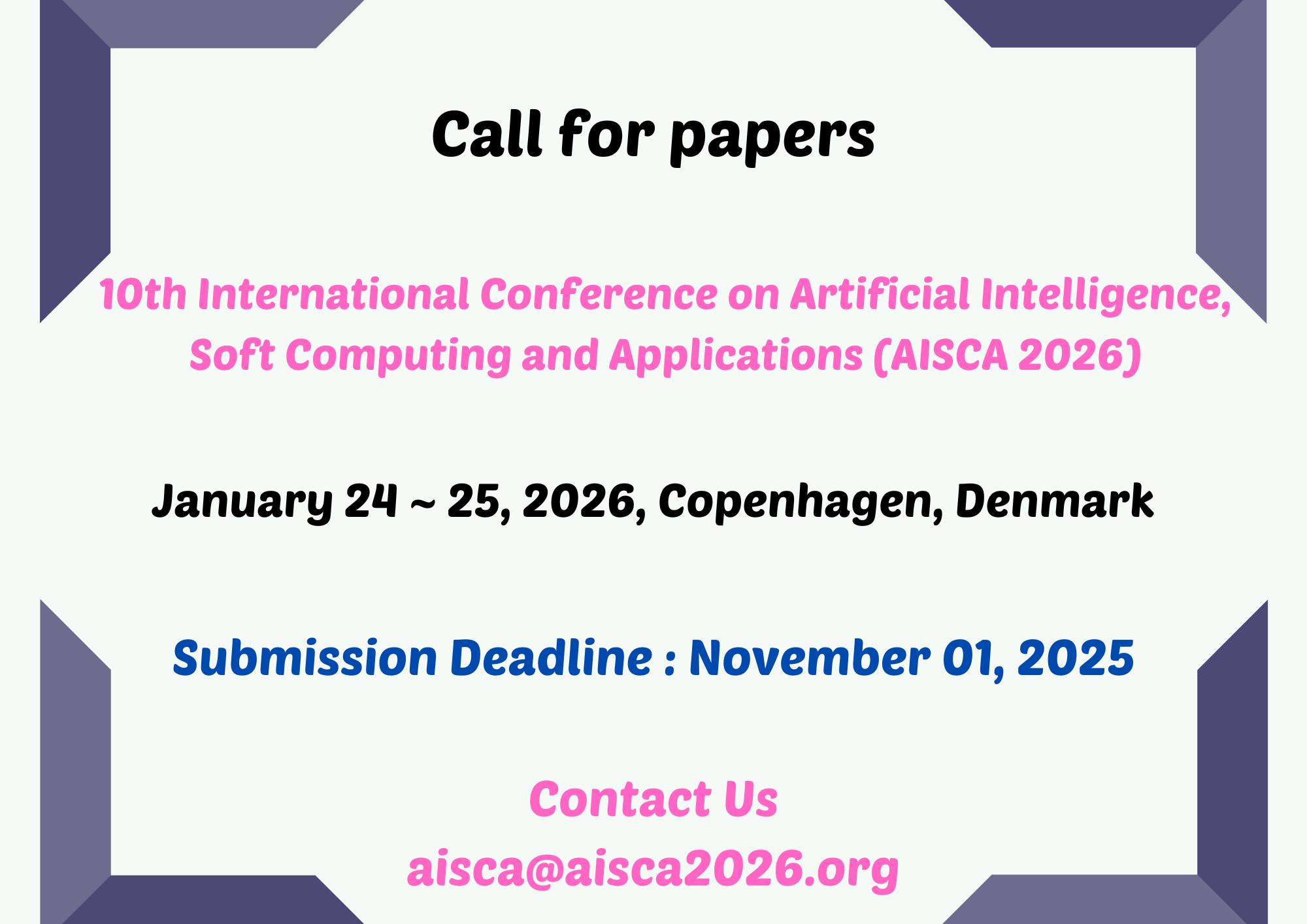 CALL FOR PAPERS | #cfp #ArtificialIntelligence #SoftComputing # ...