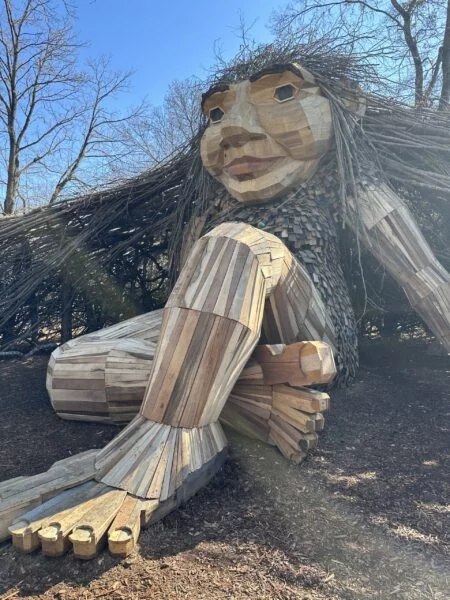 Thomas Dambo's Zelda sculpture at Huntsville Botanical Gardens