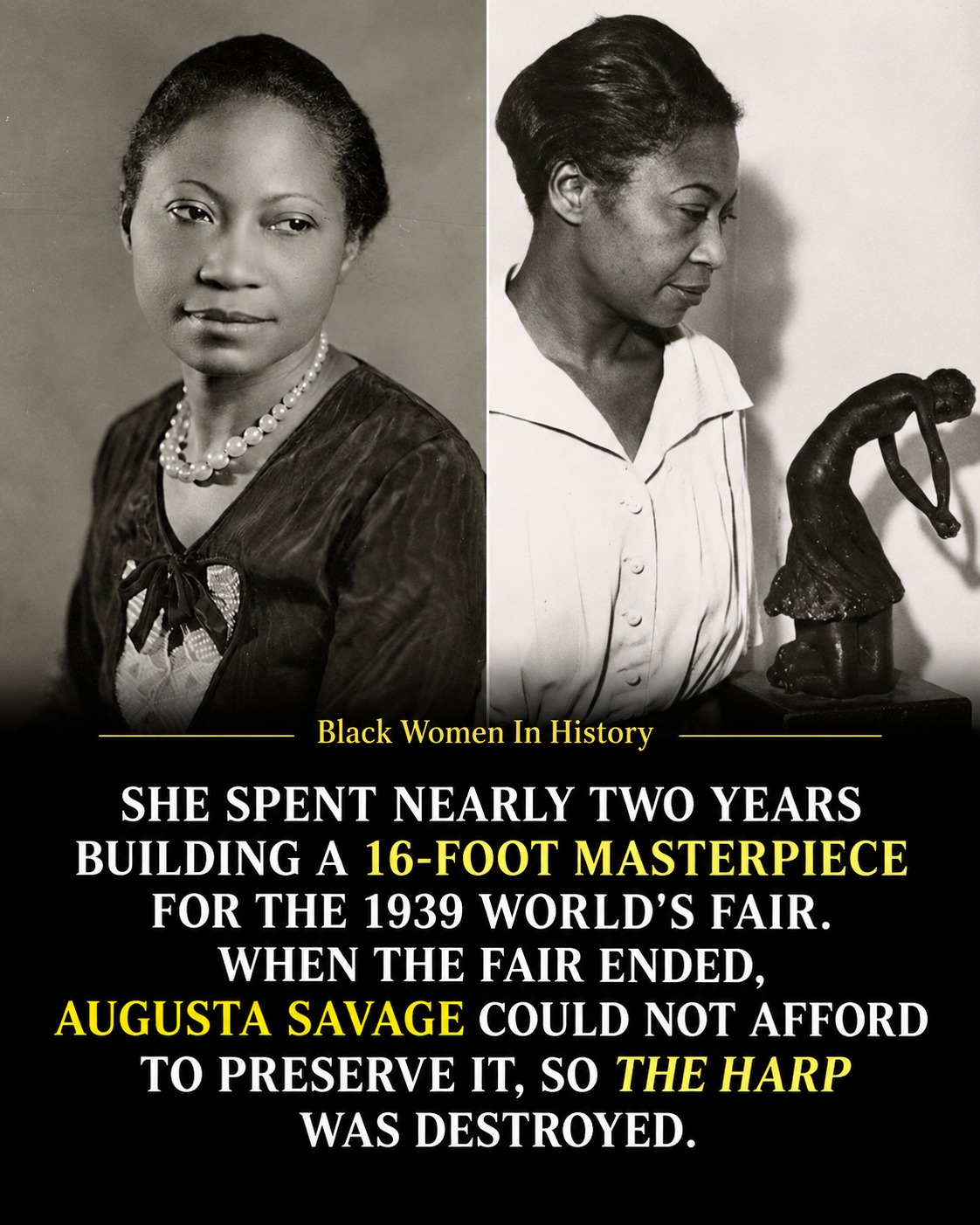 Augusta Savage's 16-Foot Masterpiece, The Harp, Destroyed After