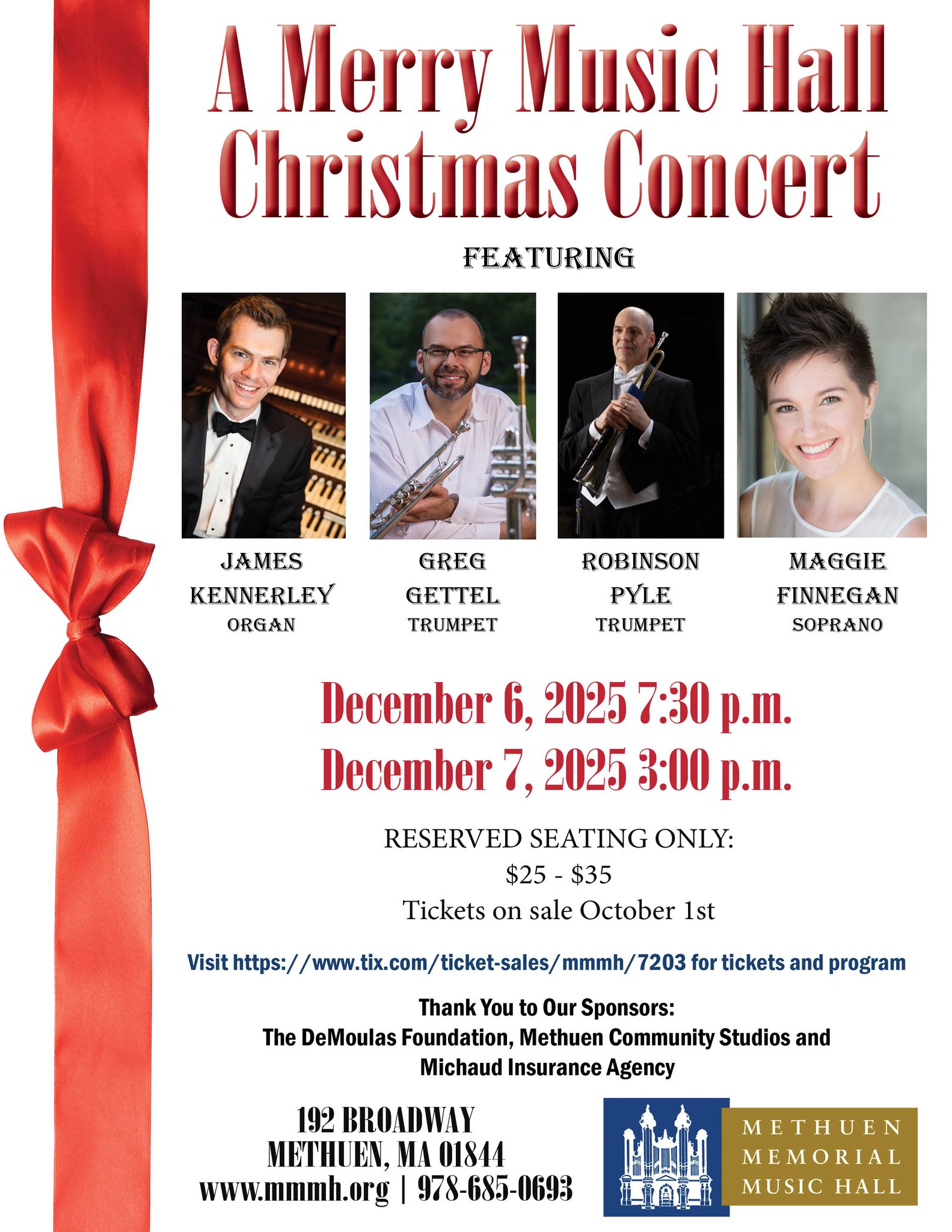 Methuen - Tickets to A Merry Music Hall Christmas Concert are ...