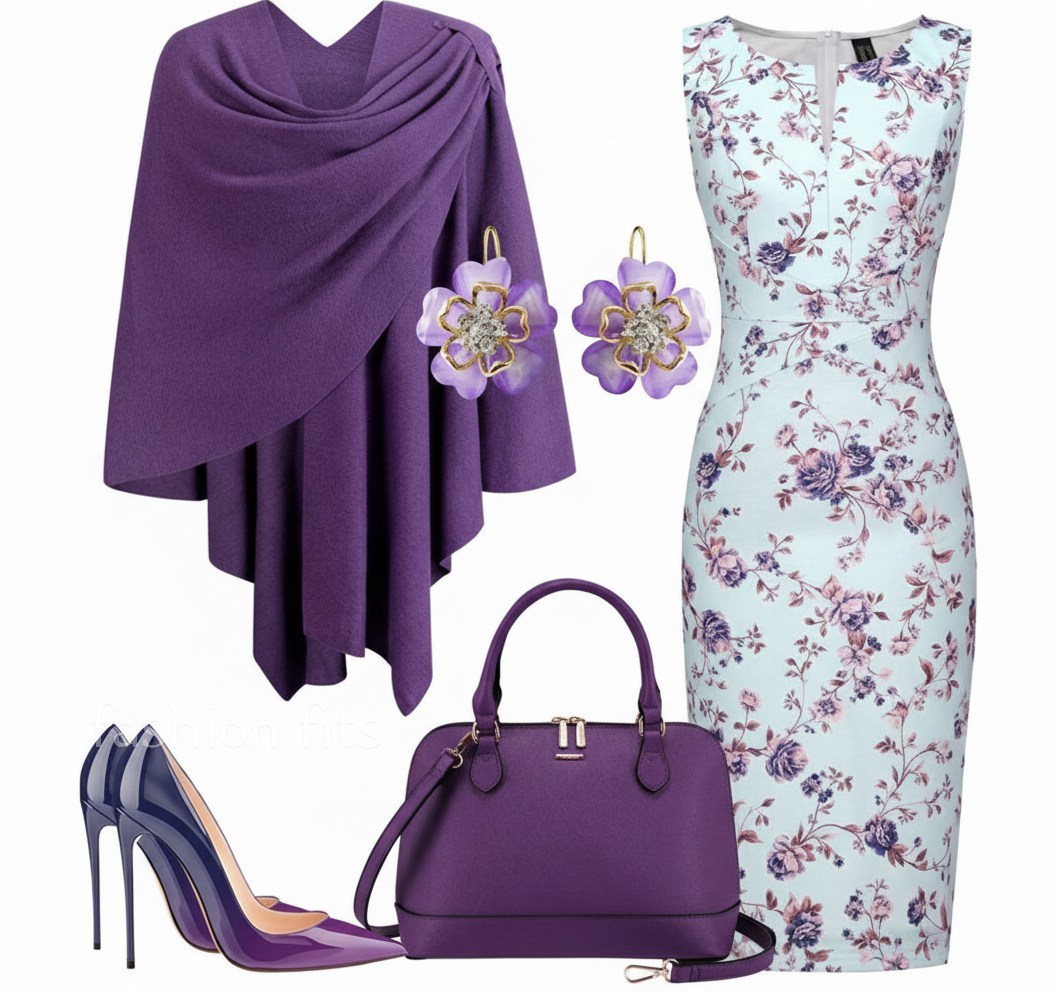open lace back dress Piroska Purple Pearl Trim Shawl Detail Maxi Dress