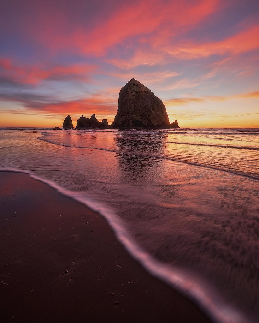 Oregon - N. #OregonCoast: Cannon Beach is pretty in pink. Photo ...