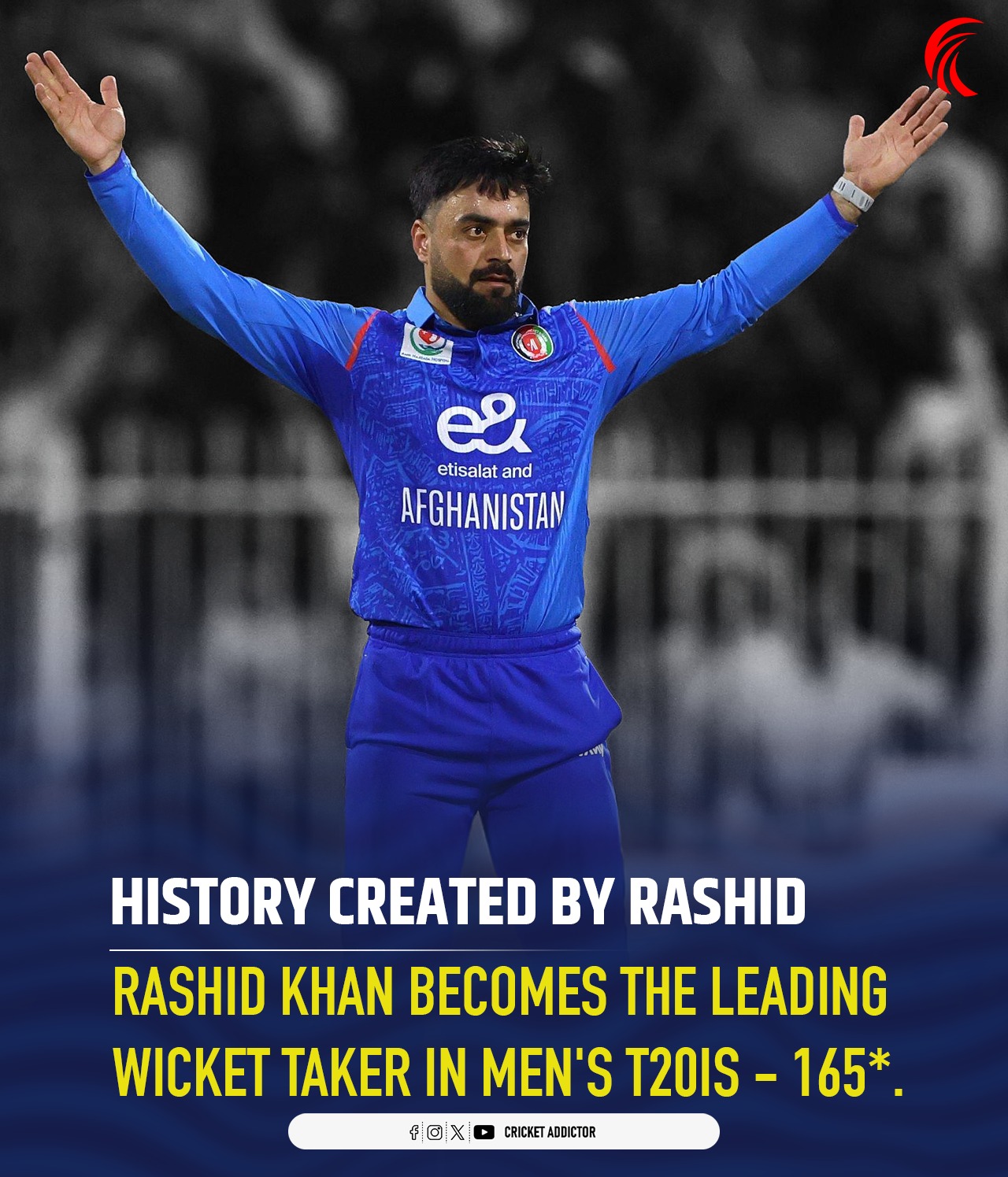 🎯 165* wickets and counting! Rashid... - Cricket Addictor | Facebook