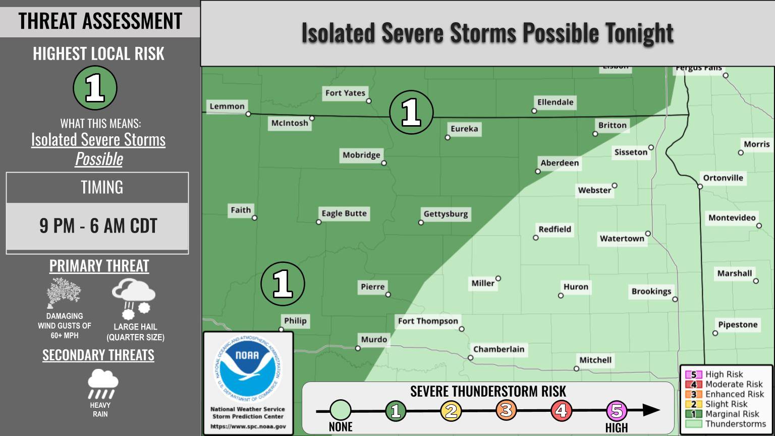US - There is a Marginal Risk (level 1 out of 5) for isolated severe ...
