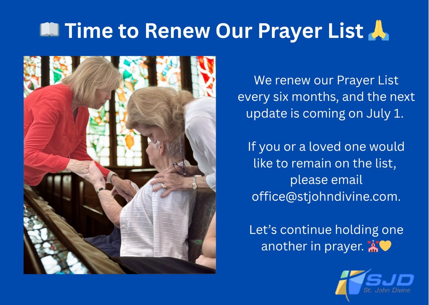 St. - 🕊️🙏 SJD Prayer List Renewal 🗓️ Submit Names by July 1 💌💒 # ...