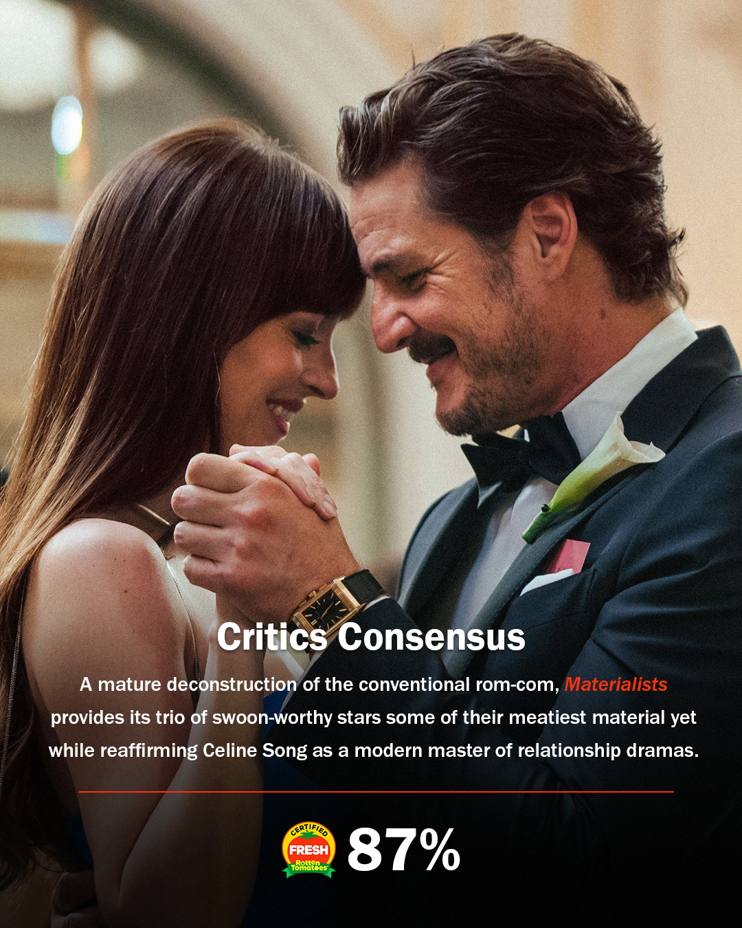 MOVIECLIPS - Celine Song's #Materialists is Certified Fresh at 87% on ...