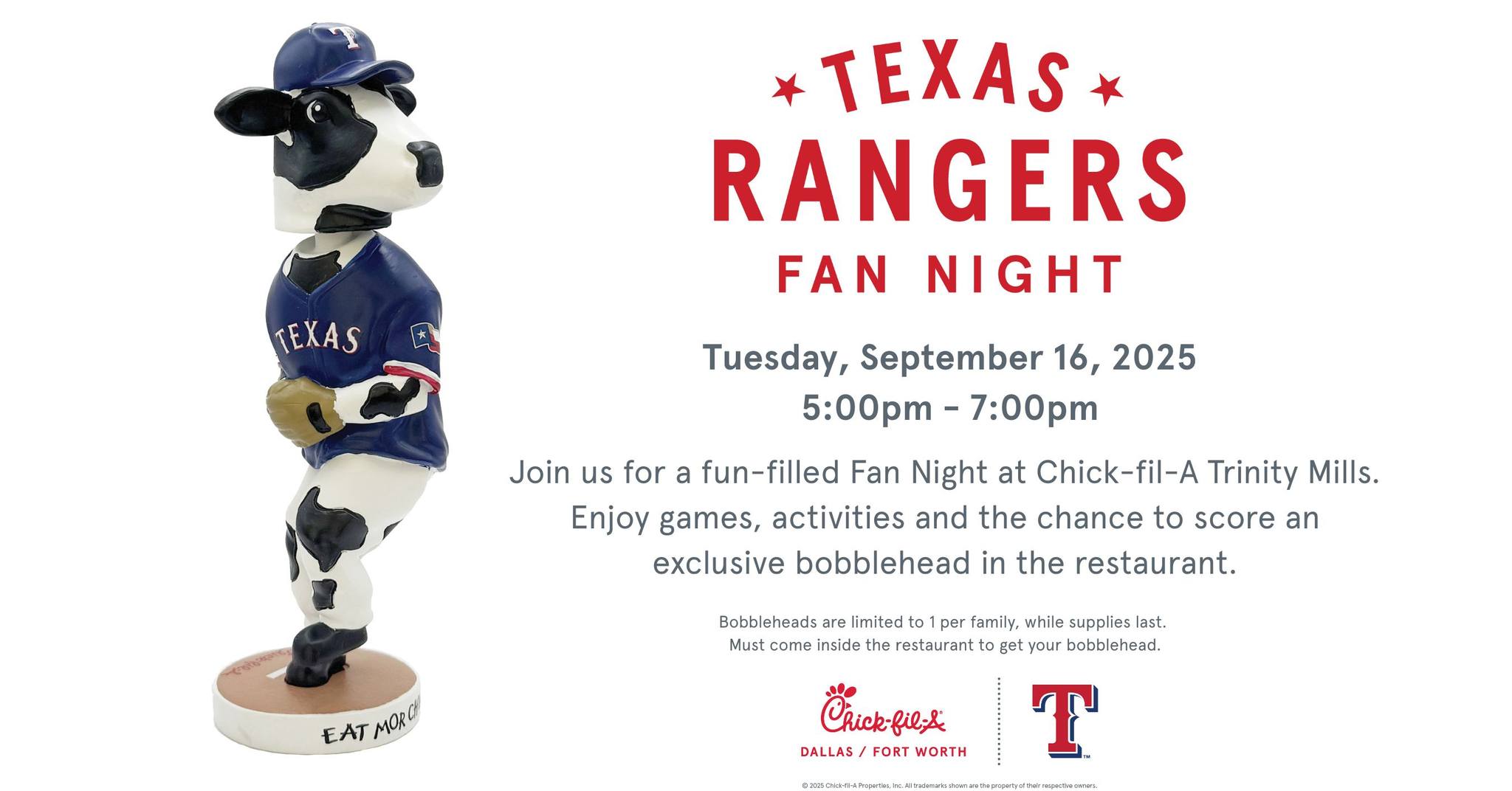 Texas Rangers Fan Night at Chick-fil-A