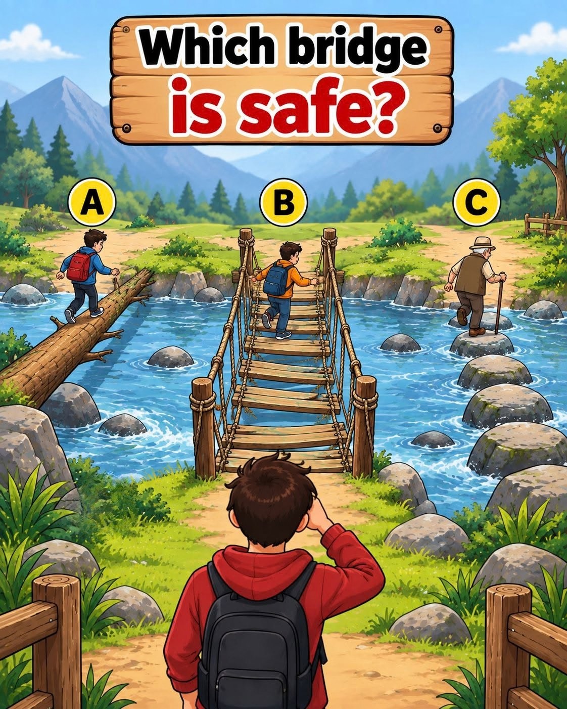 Which bridge is safe?? #braintest #brainteaser #fblifestyle