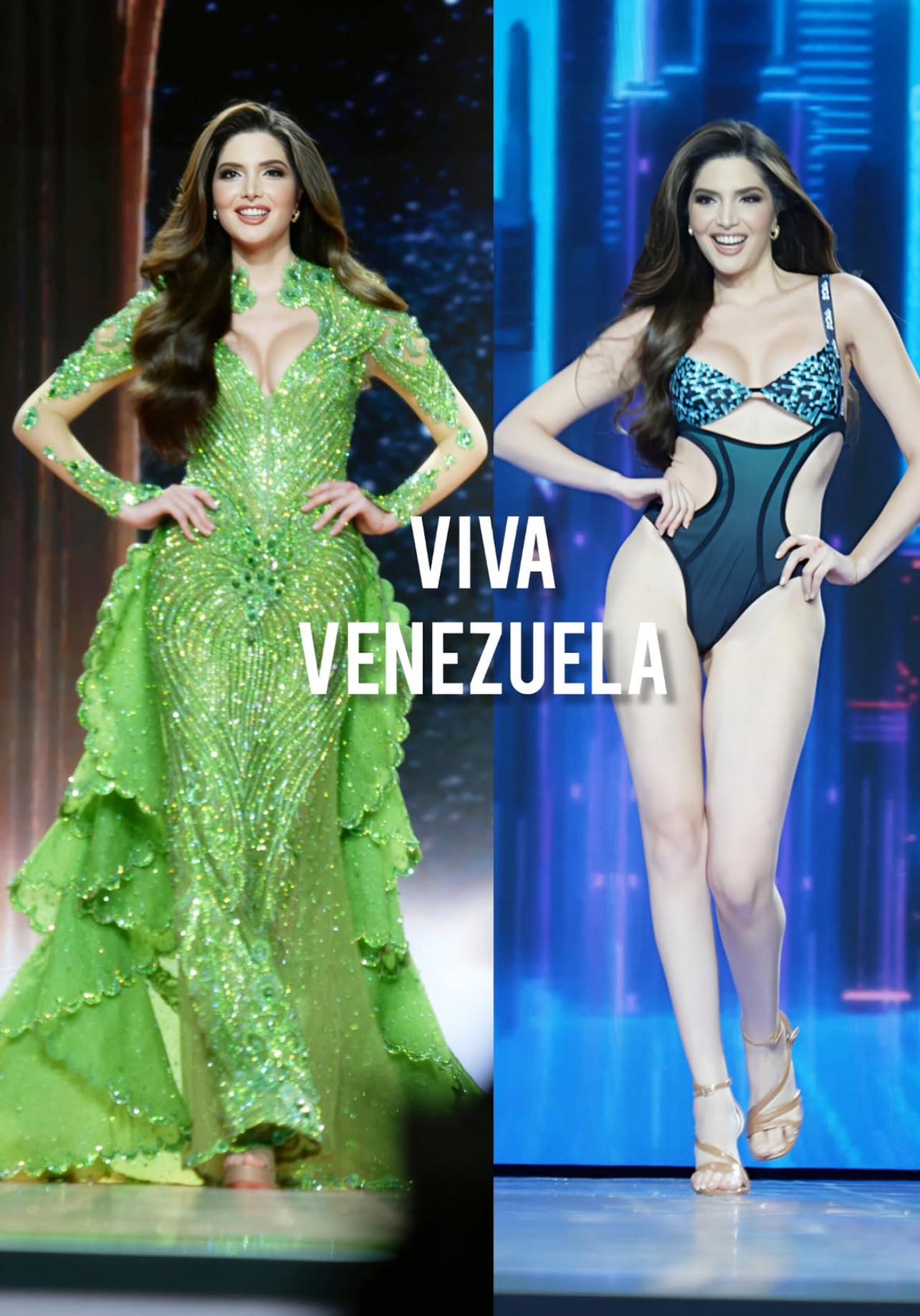 miss venezuela green dress Universe looks elegant today Irene
