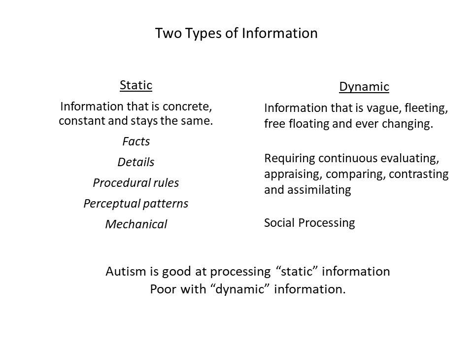 Autism - Static and Dynamic Processing When it comes to processing ...