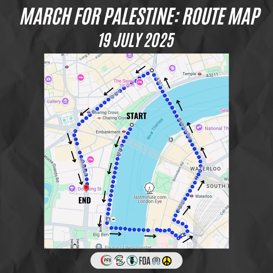🚨 The route for the... - Palestine Solidarity Campaign UK | Facebook