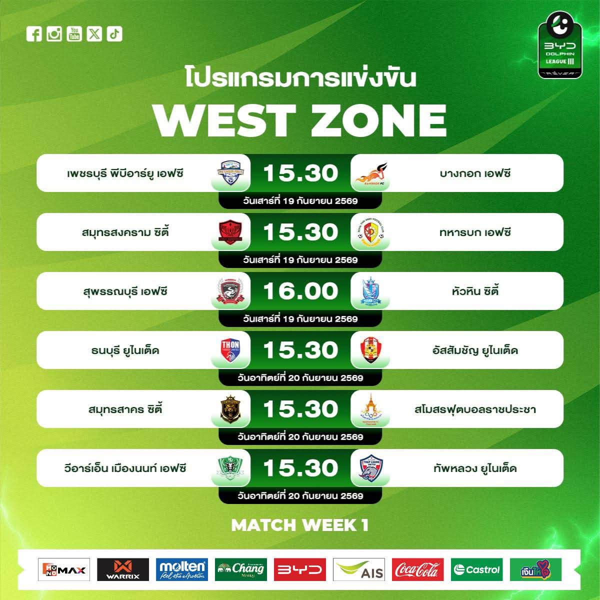 ⚽️🔥𝗞𝗶𝗰𝗸-𝗼𝗳𝗳! เปิดศักราชใหม่ 𝗕𝗬𝗗 𝗗𝗢𝗟𝗣𝗛𝗜𝗡 𝗟𝗘𝗔𝗚𝗨𝗘 𝟯 "ไทยลีก – RAISING THE GAME" ยกระดับเกม ยกระดับมาตรฐาน ยกระดับฟุตบอลไทยไปพร้อมกัน ร่วมเชียร์ 6️⃣9️⃣ สโมสร จาก 6️⃣ โซน สู้สุดใจ เปิดฉากฟาดแข้งนัดแรกพร้อมกัน ในวันเสาร์ที่ 19 กันยายนนี้ โปรแกรมก