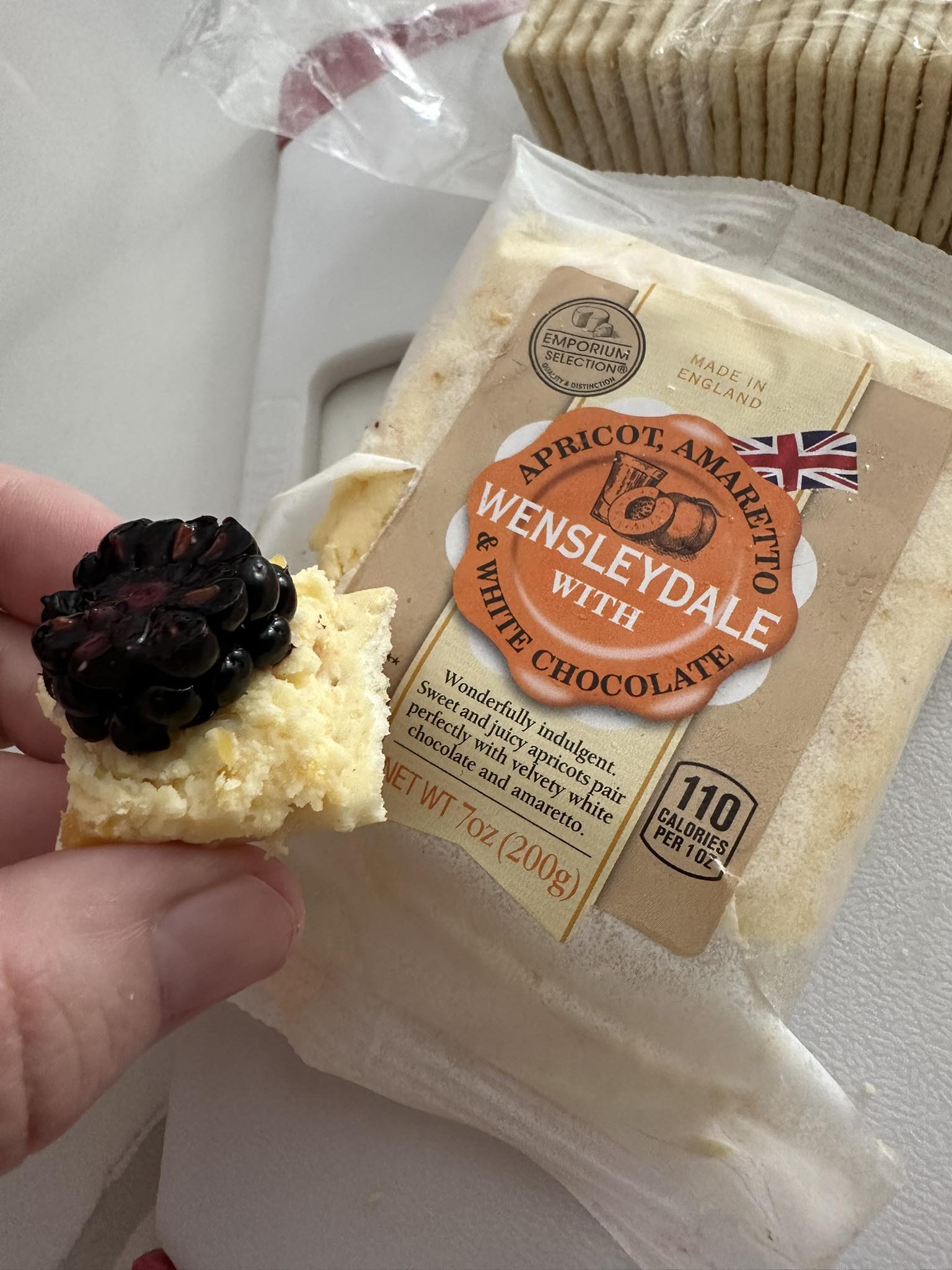 Aldi's Apricot, Amaretto Wensleydale with White Chocolate cheese