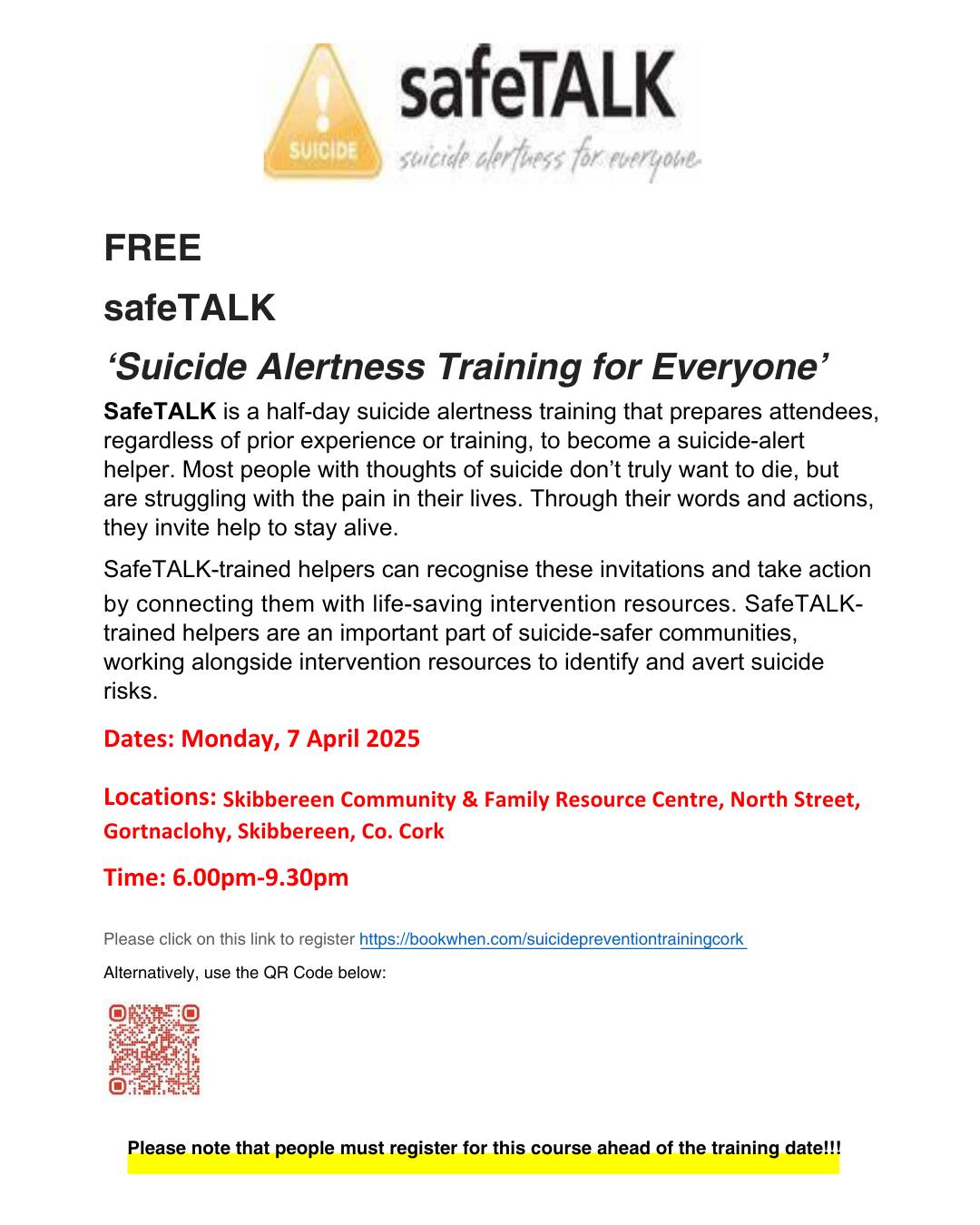 Skibbereen - What is safeTALK Training? ️ Trigger Warning ️(Suicide ...