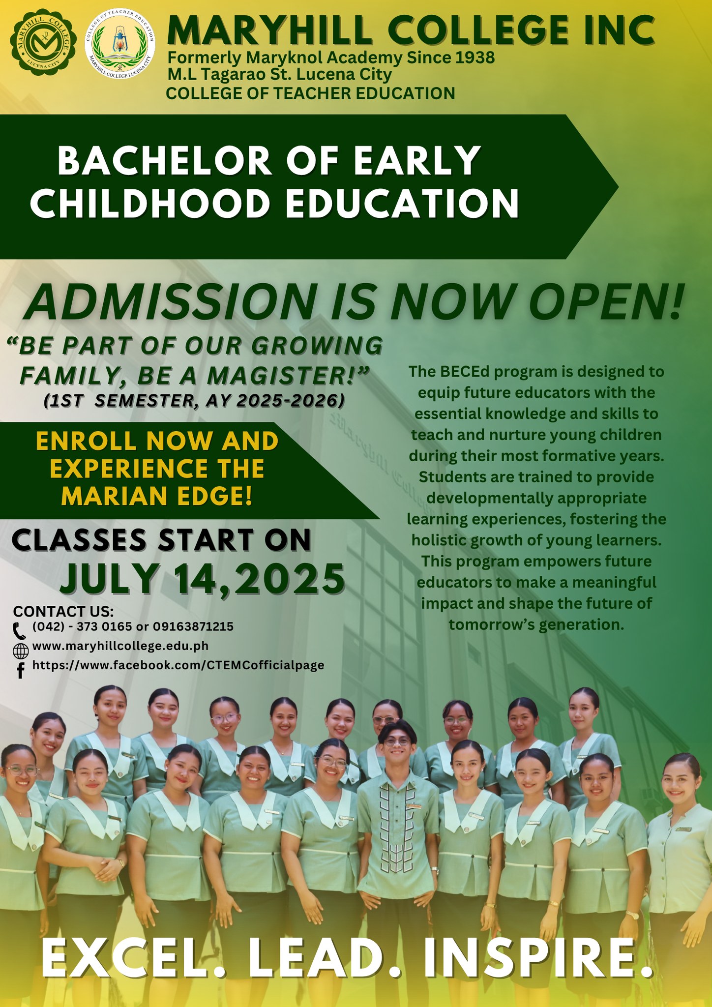 College - 🎓 Shape the Future, One Child at a Time! Enroll in the ...