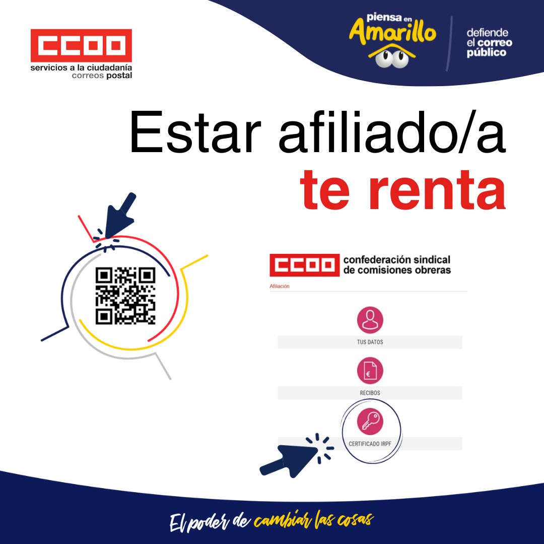 CCOO - 📍 Certificado IRPF 👉 Estar afiliado/a, te renta 👉 Puedes obtener ...