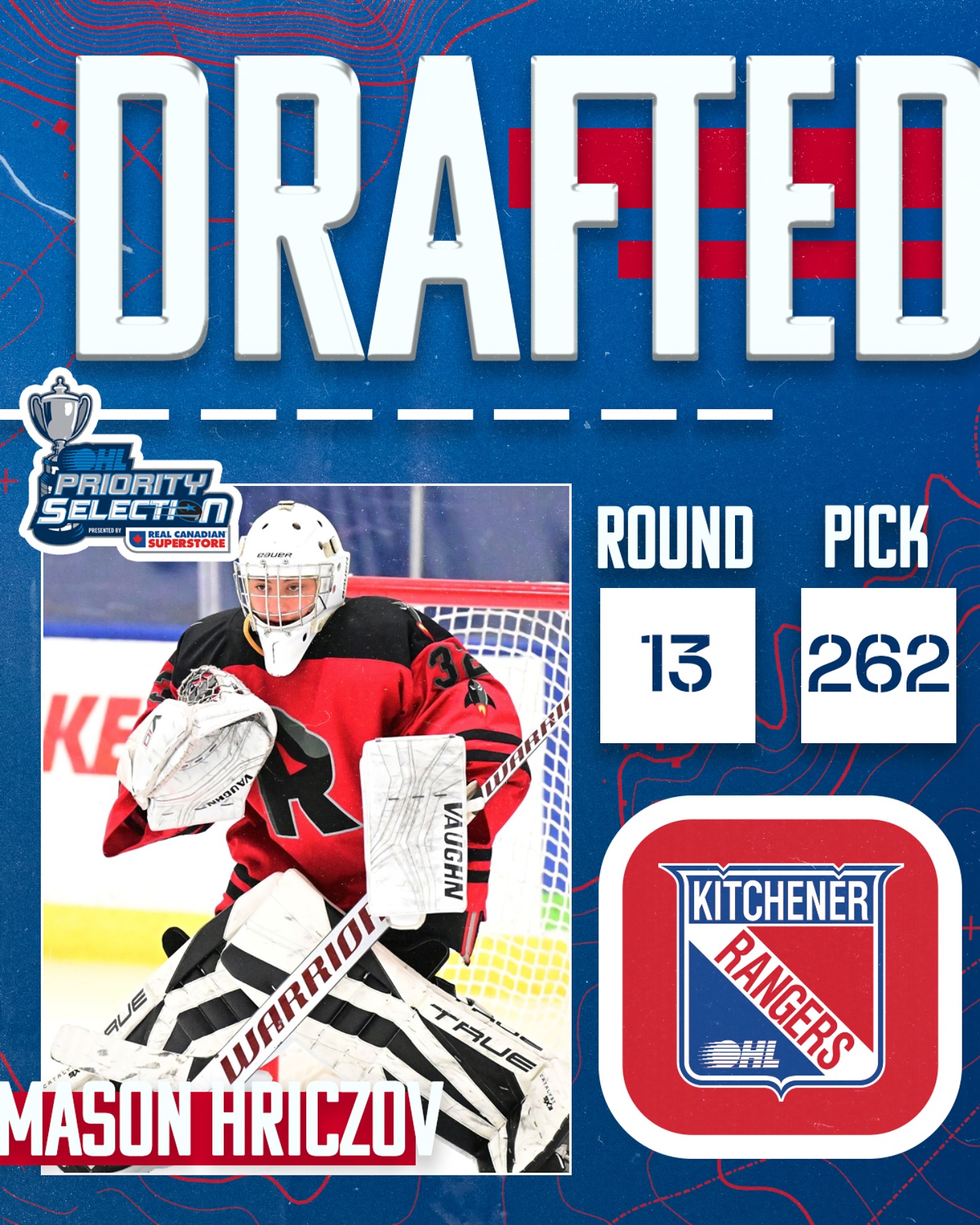 Kitchener Rangers - With the 262nd overall pick in the 2025 OHL ...