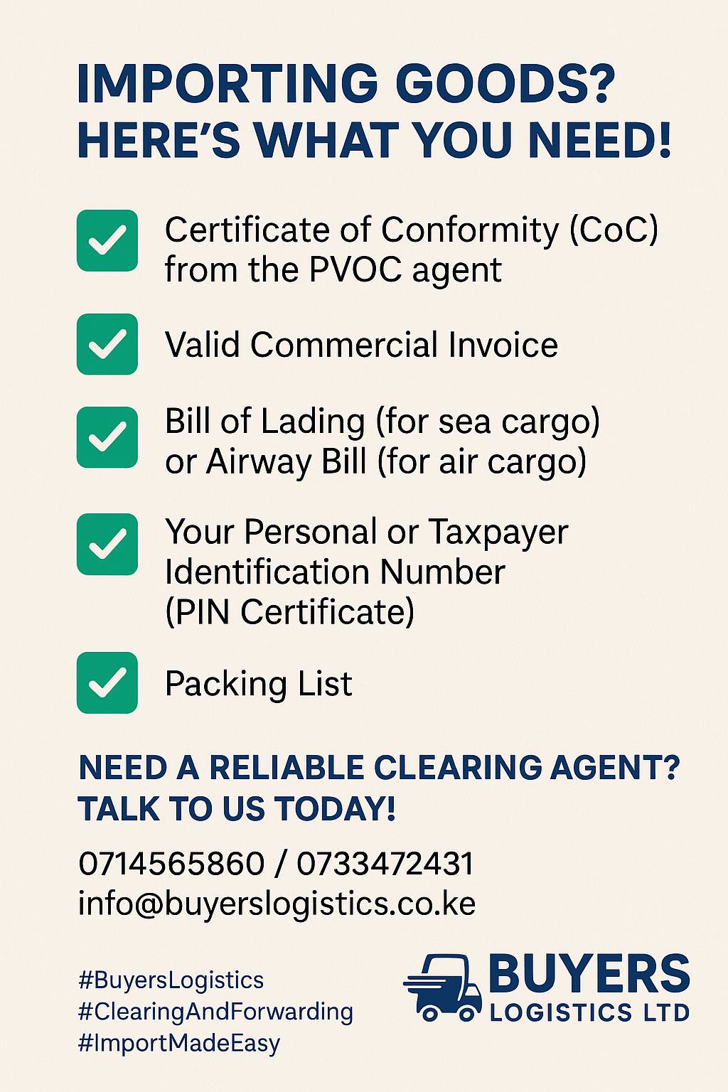 IMPORTING GOODS? HERE'S WHAT... - Buyers Logistics Limited | Facebook