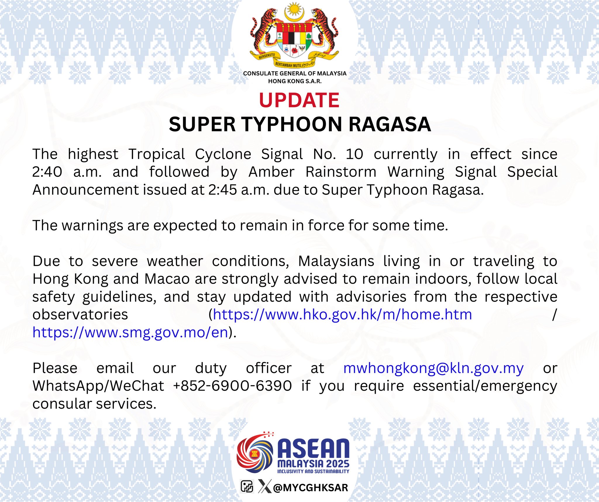 Consulate - UPDATE ON SUPER TYPHOON RAGASA The highest Tropical Cyclone ...