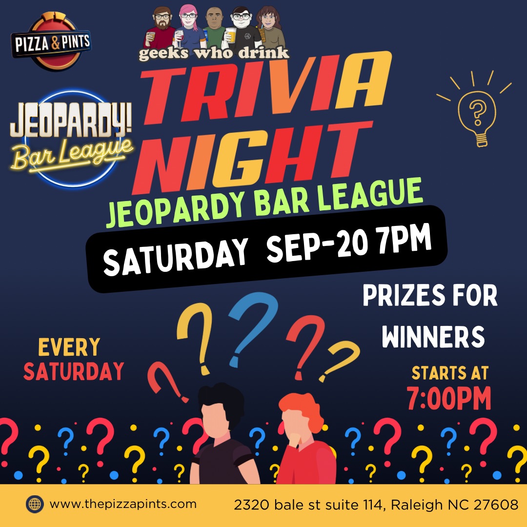 Jeopardy Bar League! Trivia! Saturday Sep-20 7pm