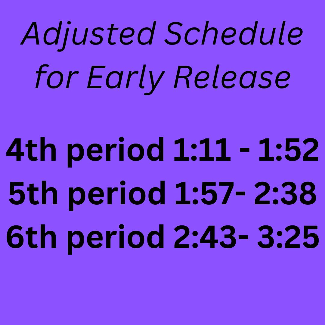 Northern - This is the schedule for 4th through 6th periods today ...